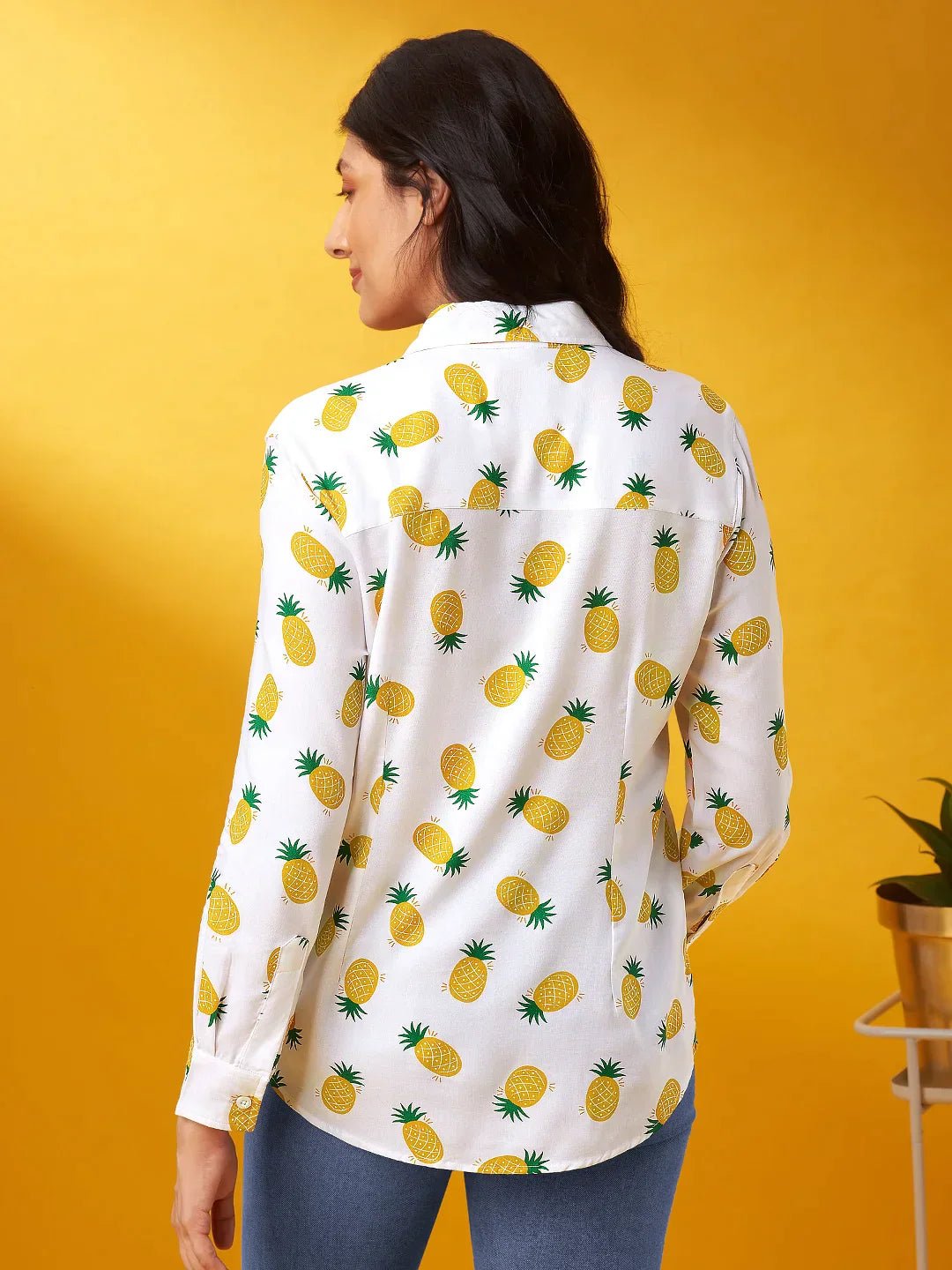 Pineapple Pattern Printed Women Shirt