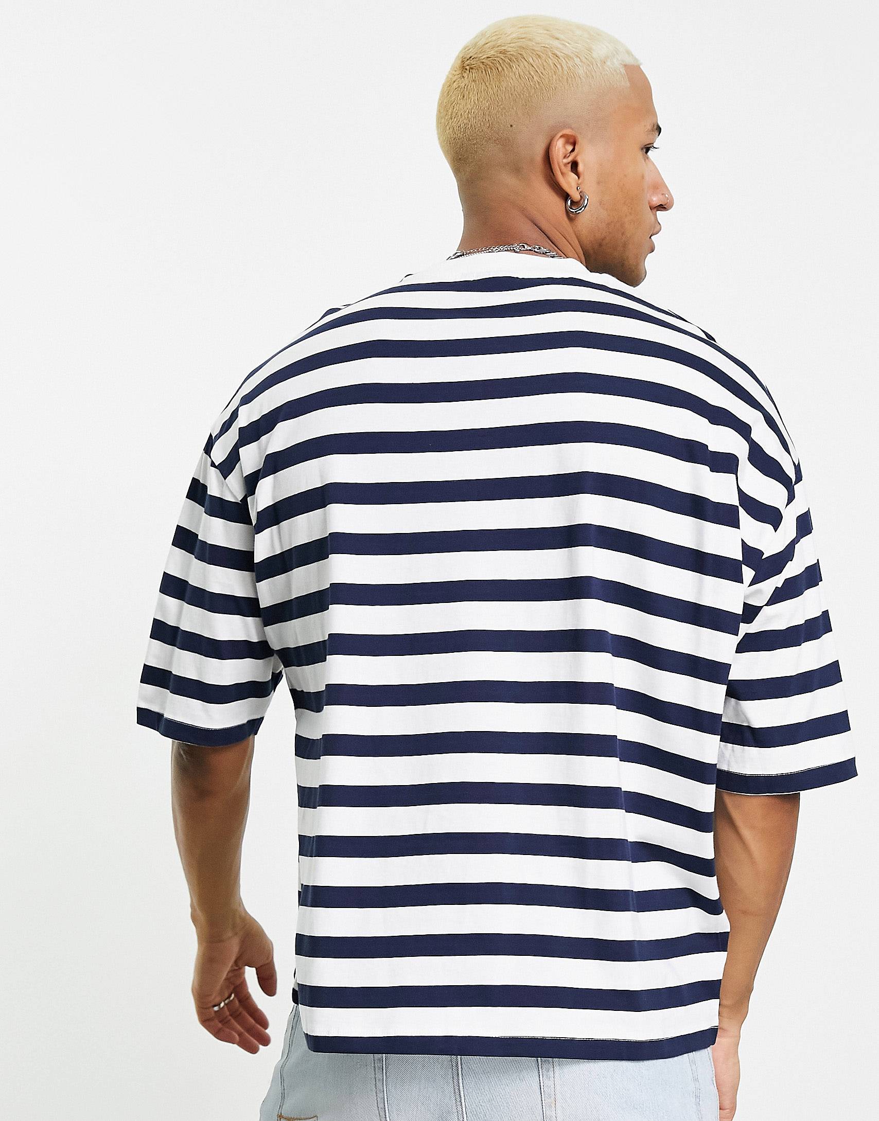 NAVY BLUE STRIPED T-SHIRT - MEN