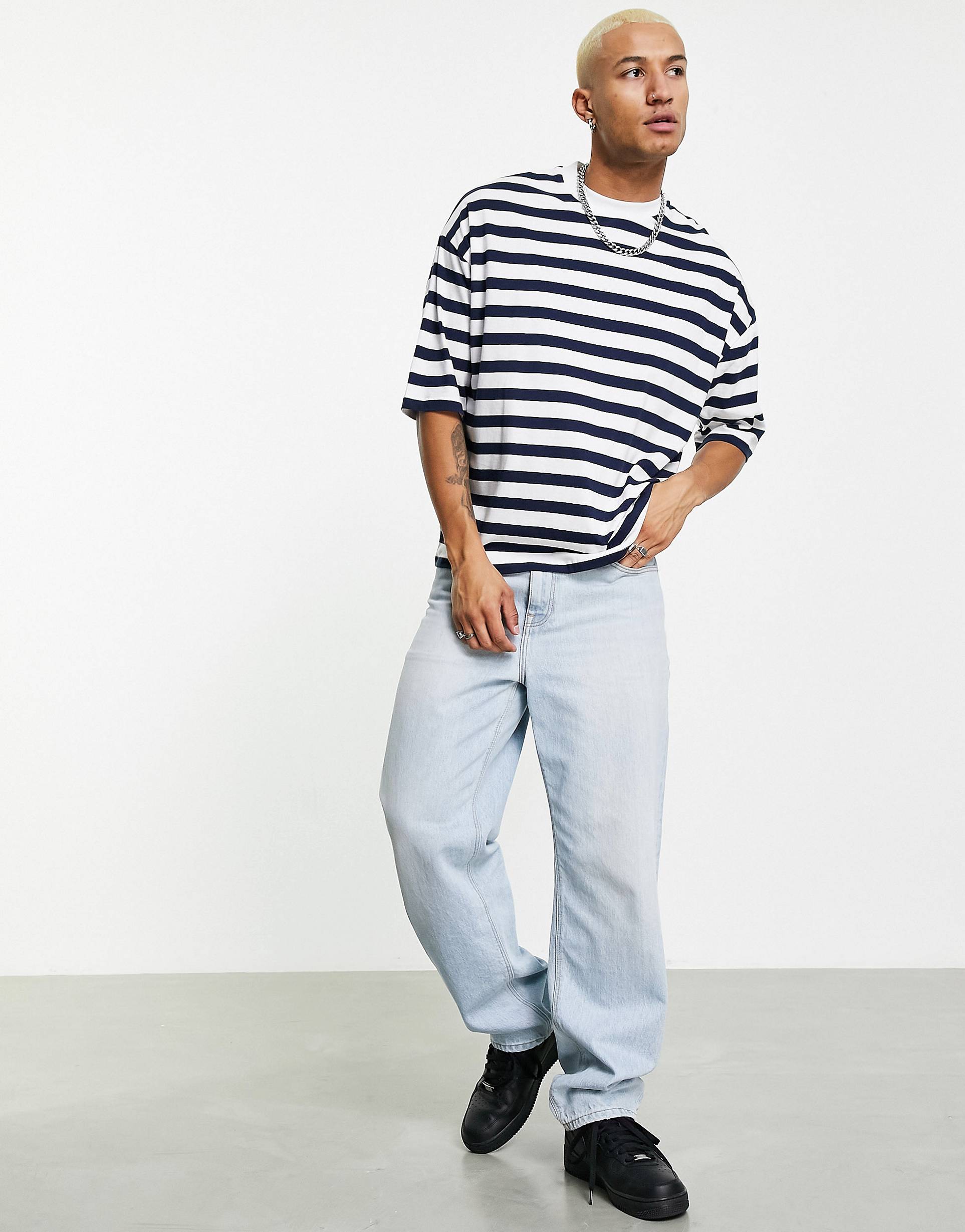 NAVY BLUE STRIPED T-SHIRT - MEN