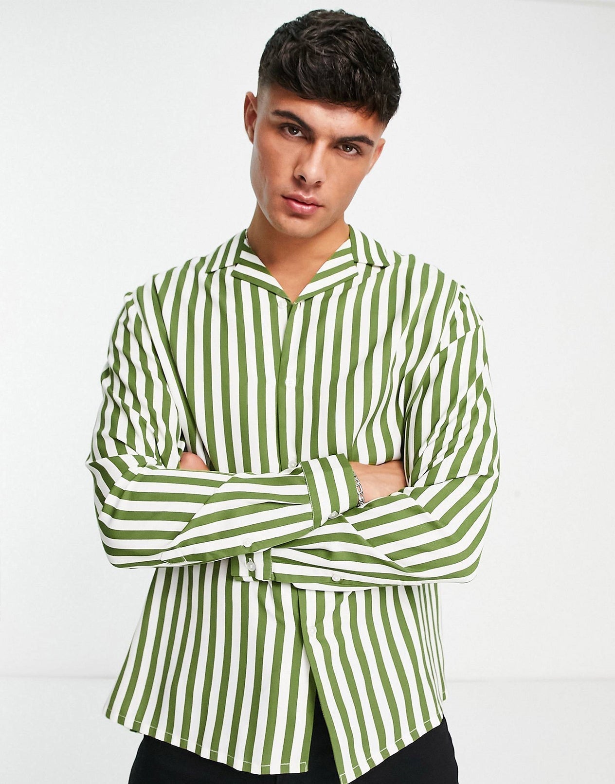 GREEN STRIP SHIRT - MEN