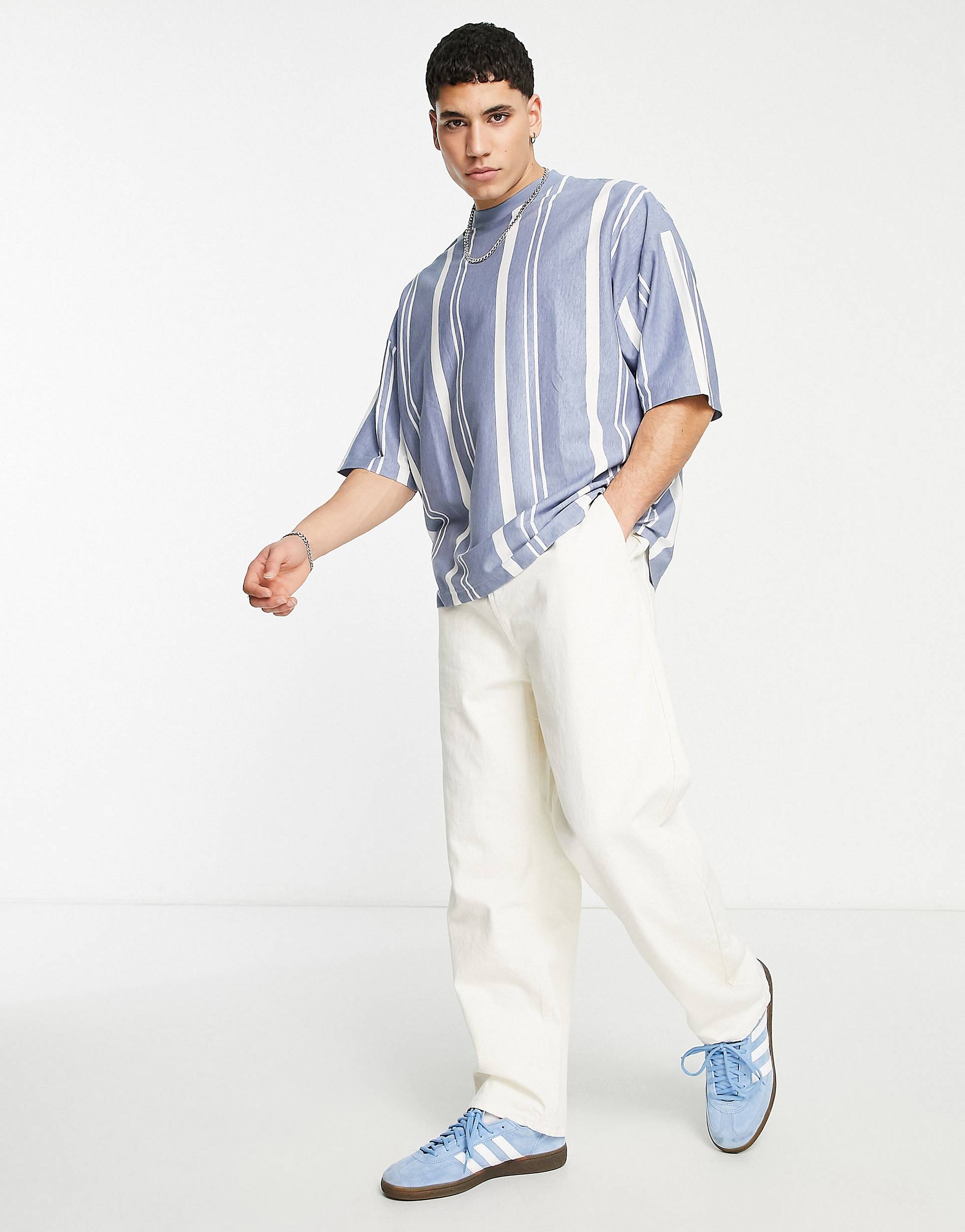 LIGHT BLUE STRIPED T-SHIRT - MEN