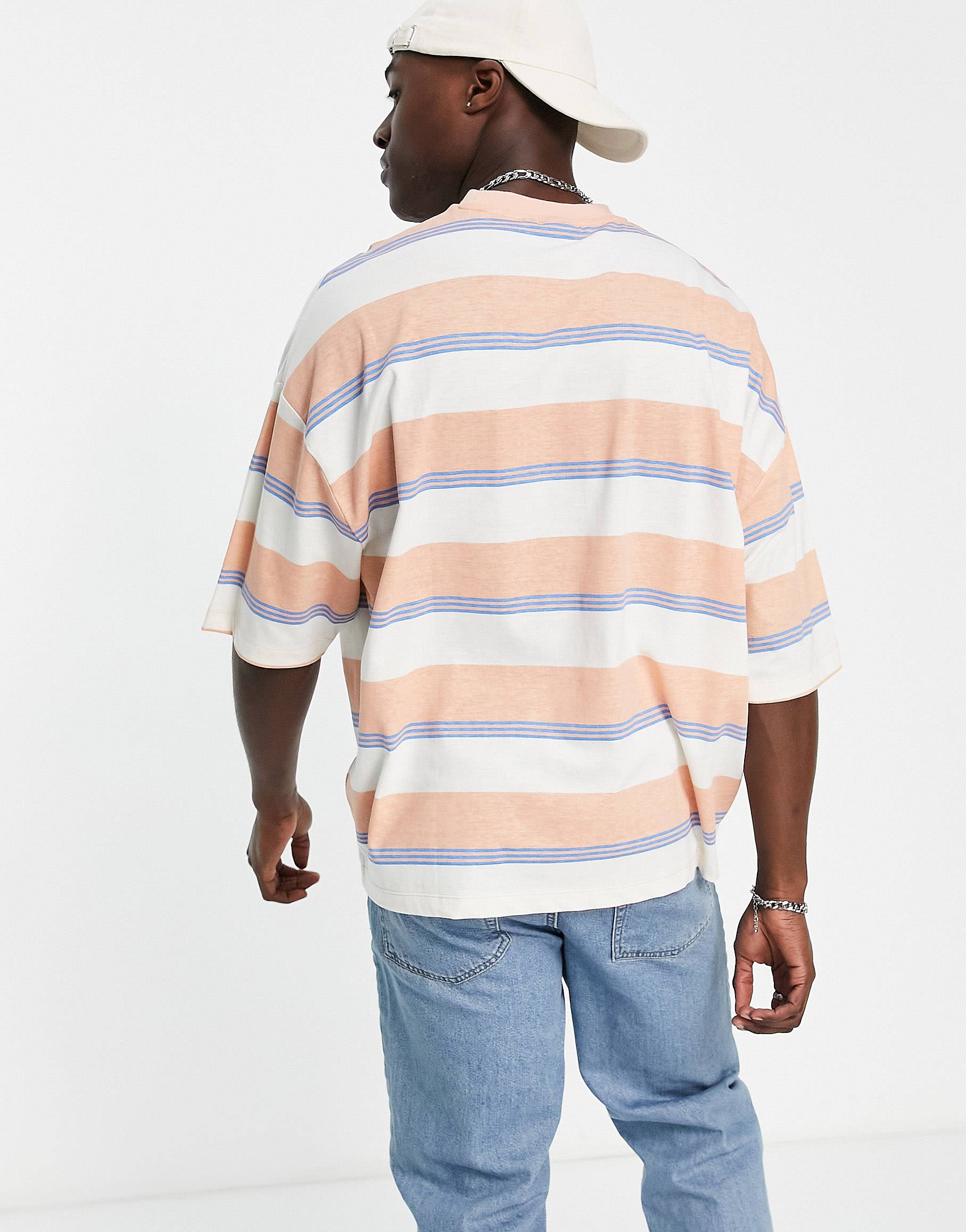 PEACH STRIPED  T-SHIRT -MEN