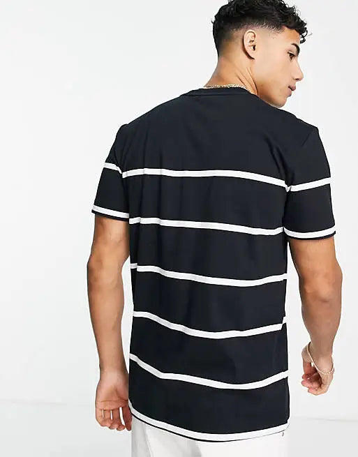 Black Striped Half Sleeve T-Shirt For Men