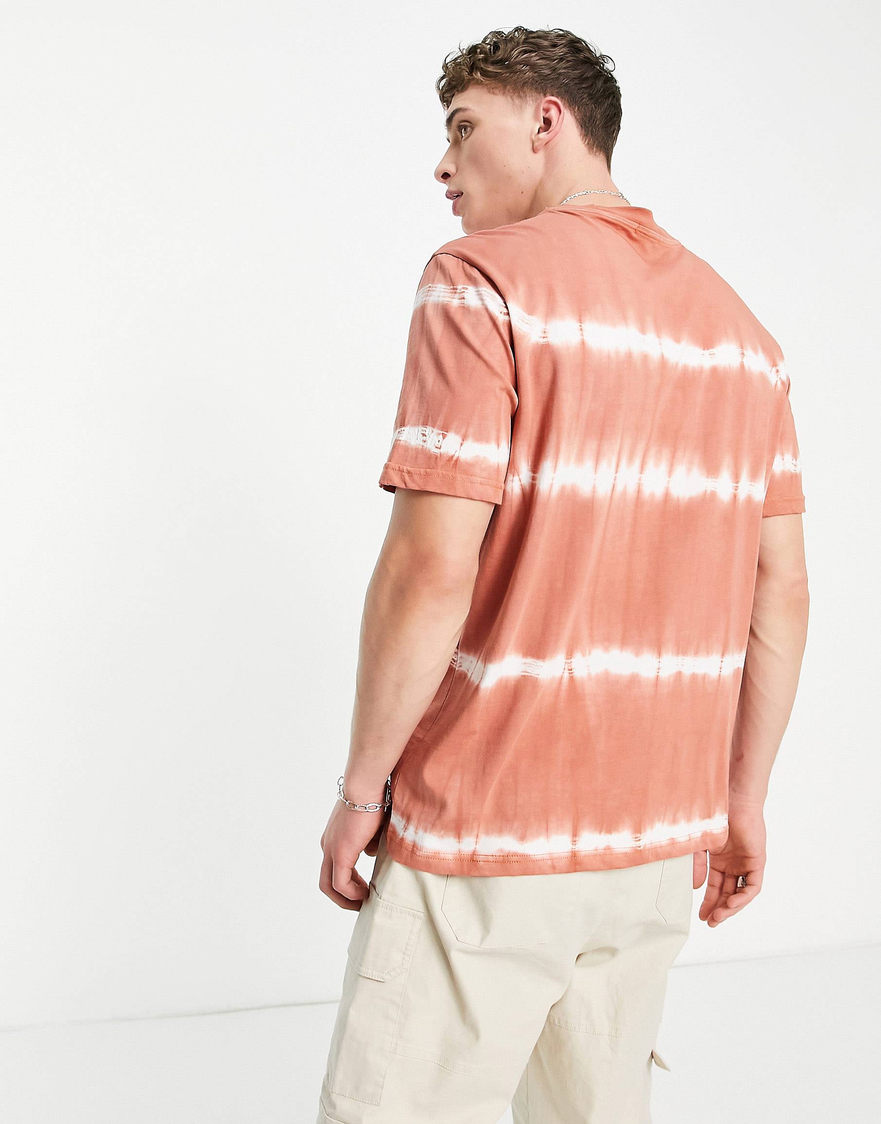 LIGHT ORANGE  WAVE STRIPED T-SHIRT - MEN