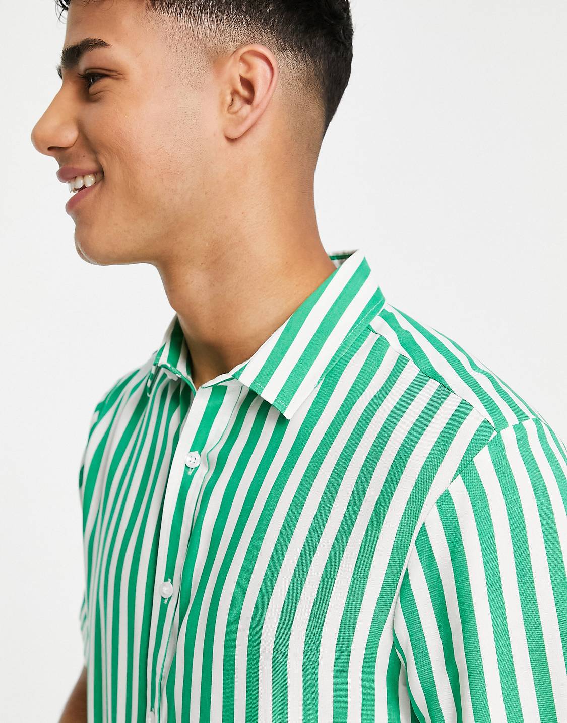 TEA GREEN STRIPED SHIRT - MEN