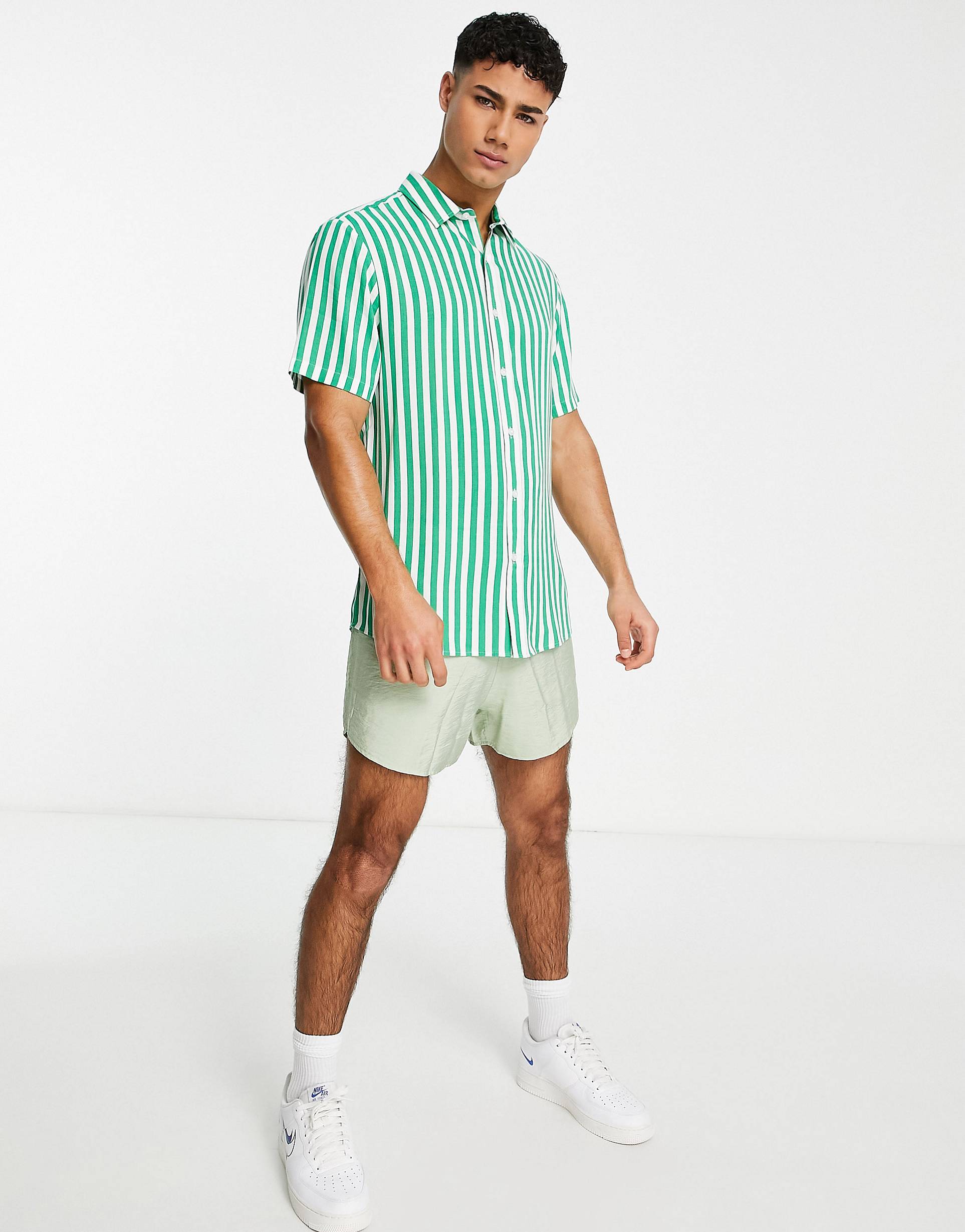 TEA GREEN STRIPED SHIRT - MEN