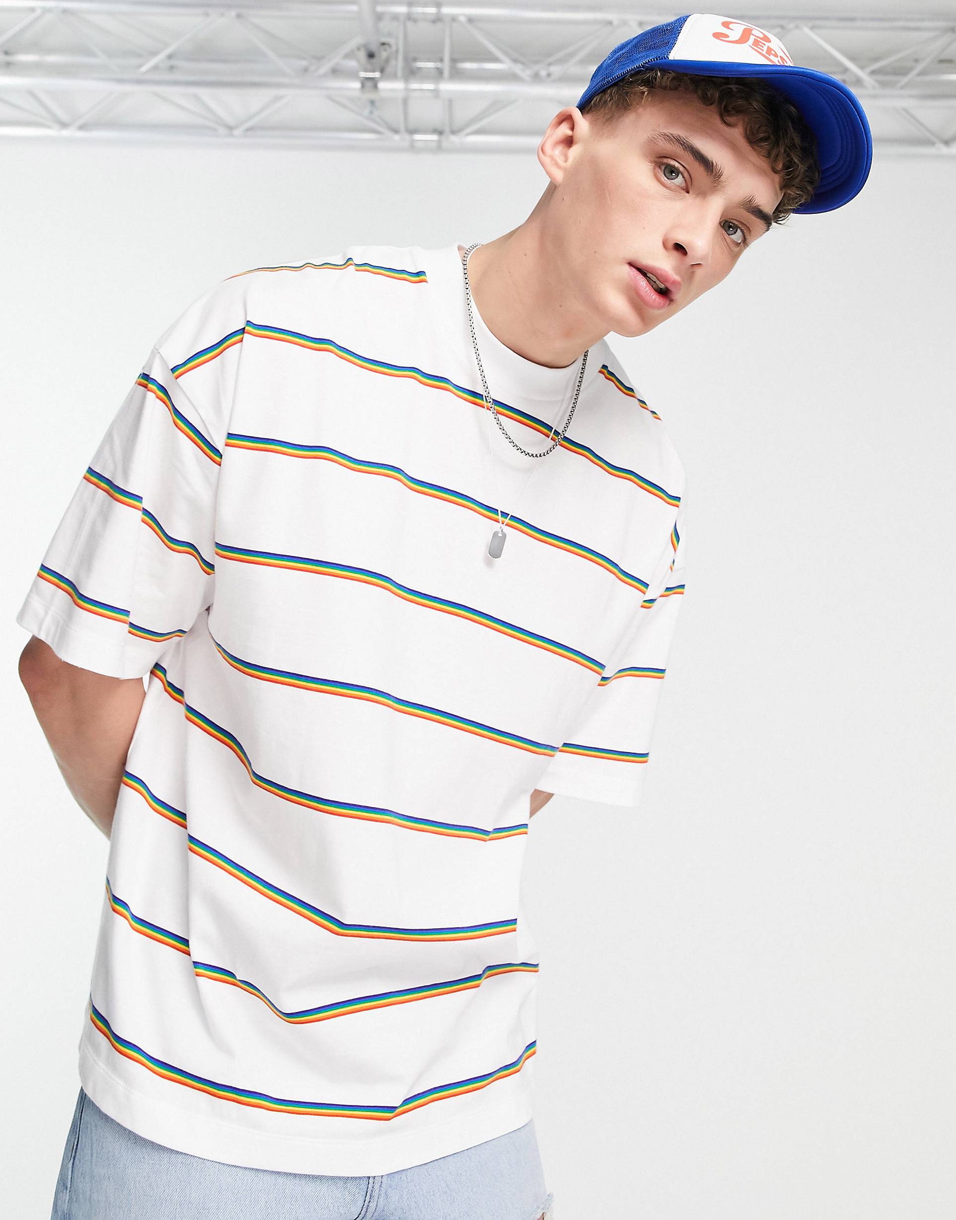 COLORFULL LINE STRIPTED T-SHIRT-MEN