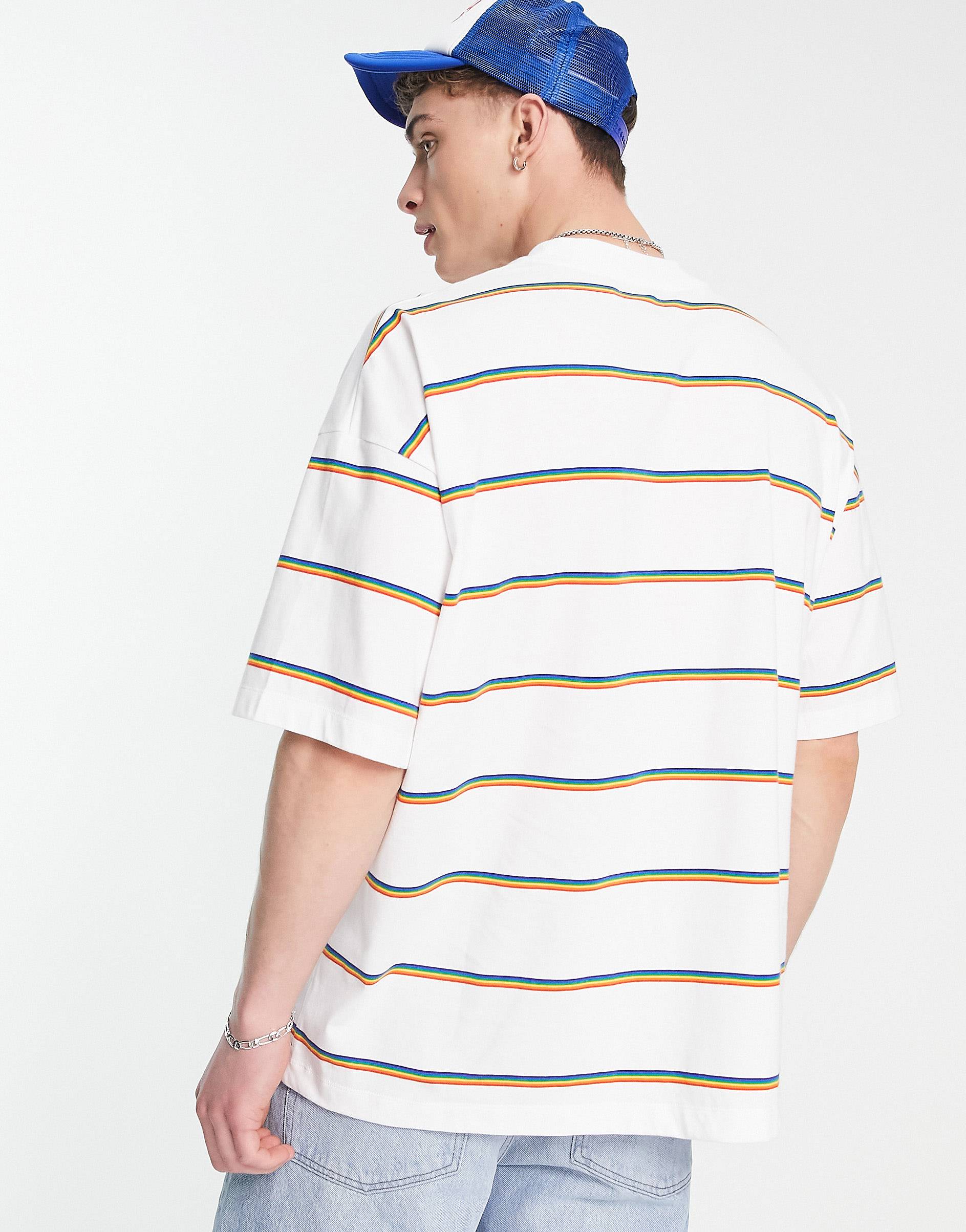 COLORFULL LINE STRIPTED T-SHIRT-MEN