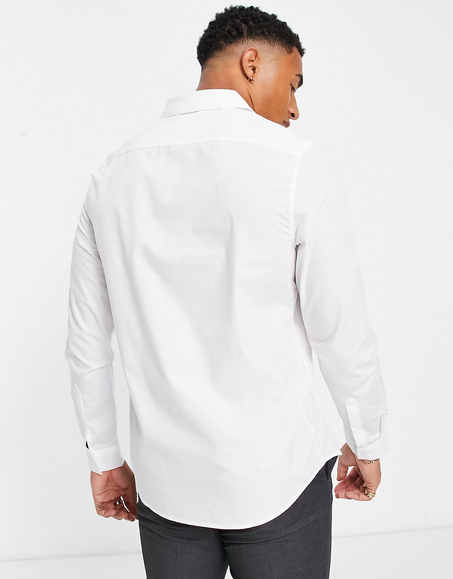 WHITE PLAIN FULL SLEEVE SHIRT - MEN