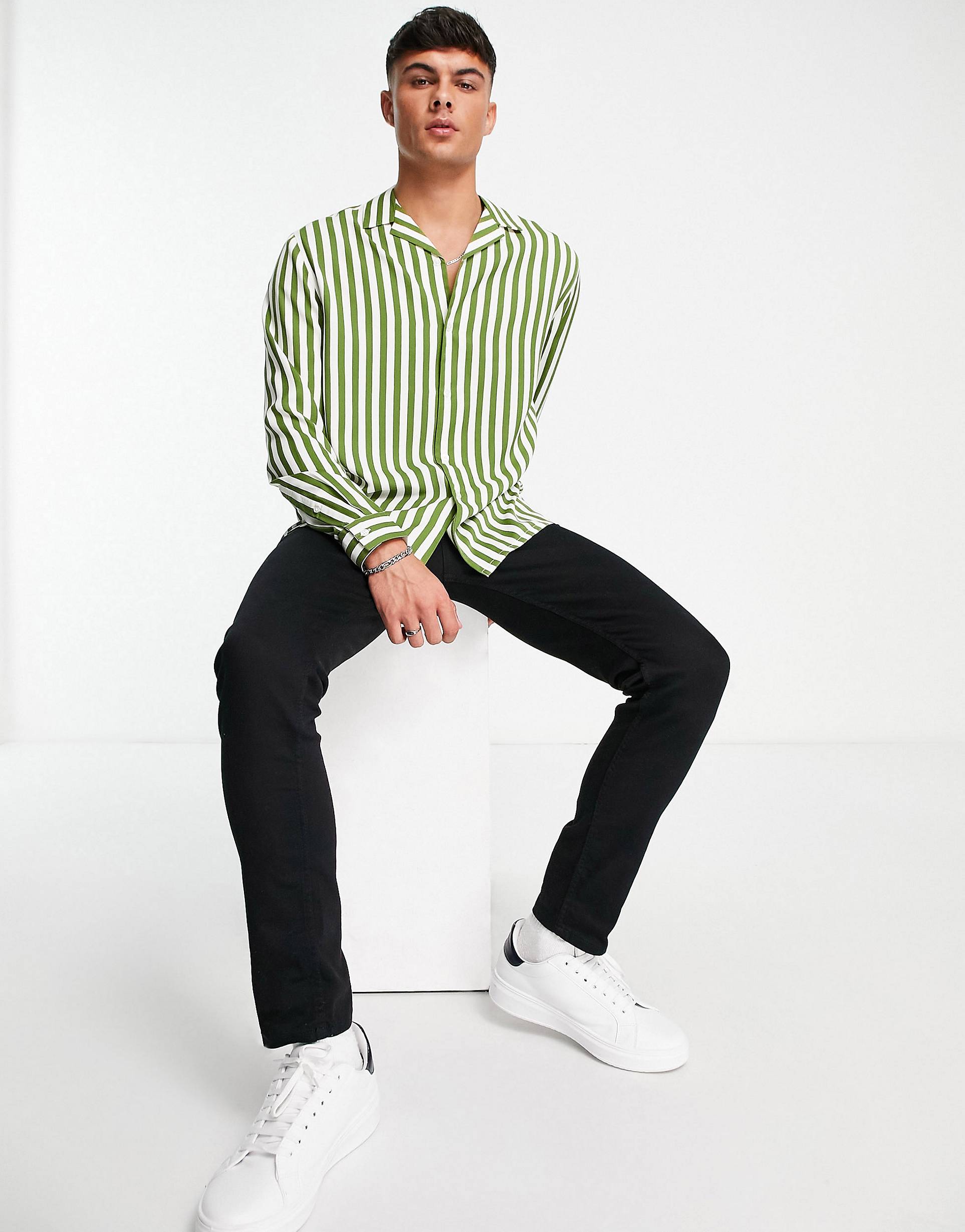 GREEN STRIP SHIRT - MEN