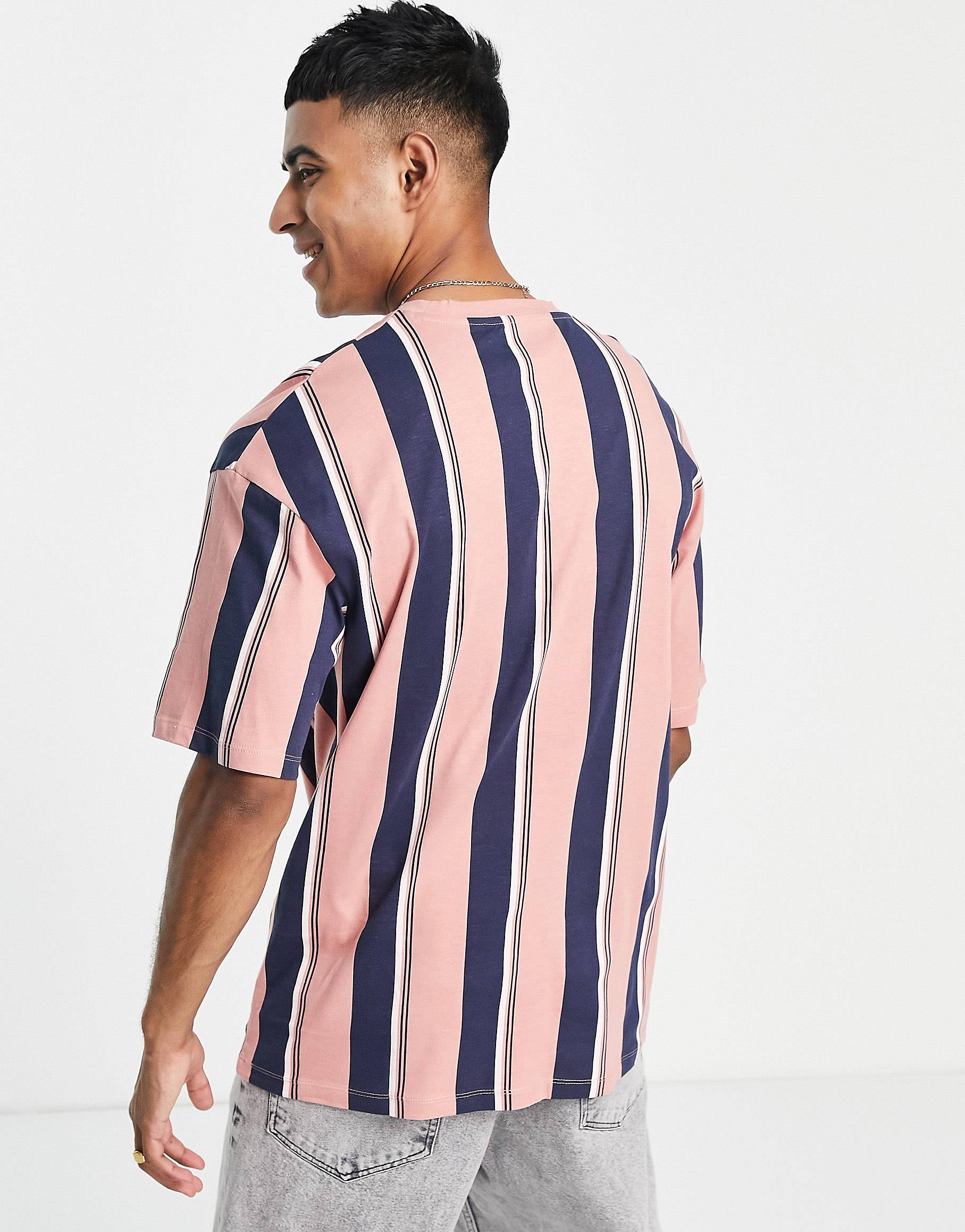 PINK & NAVYBLUE STRIPTED T-SHIRT -MEN