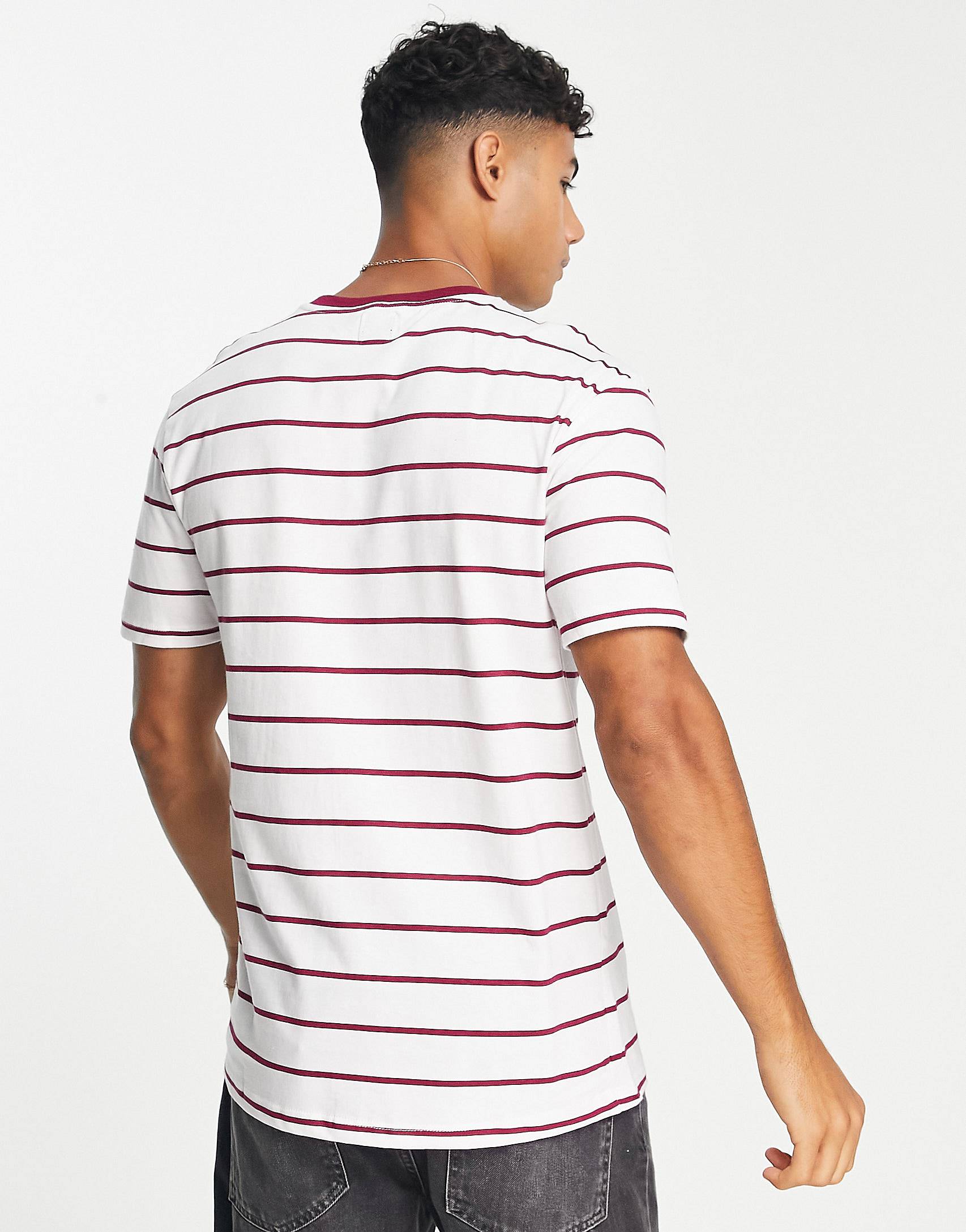 WINE COLOR STRIPTED T-SHIRT-MEN