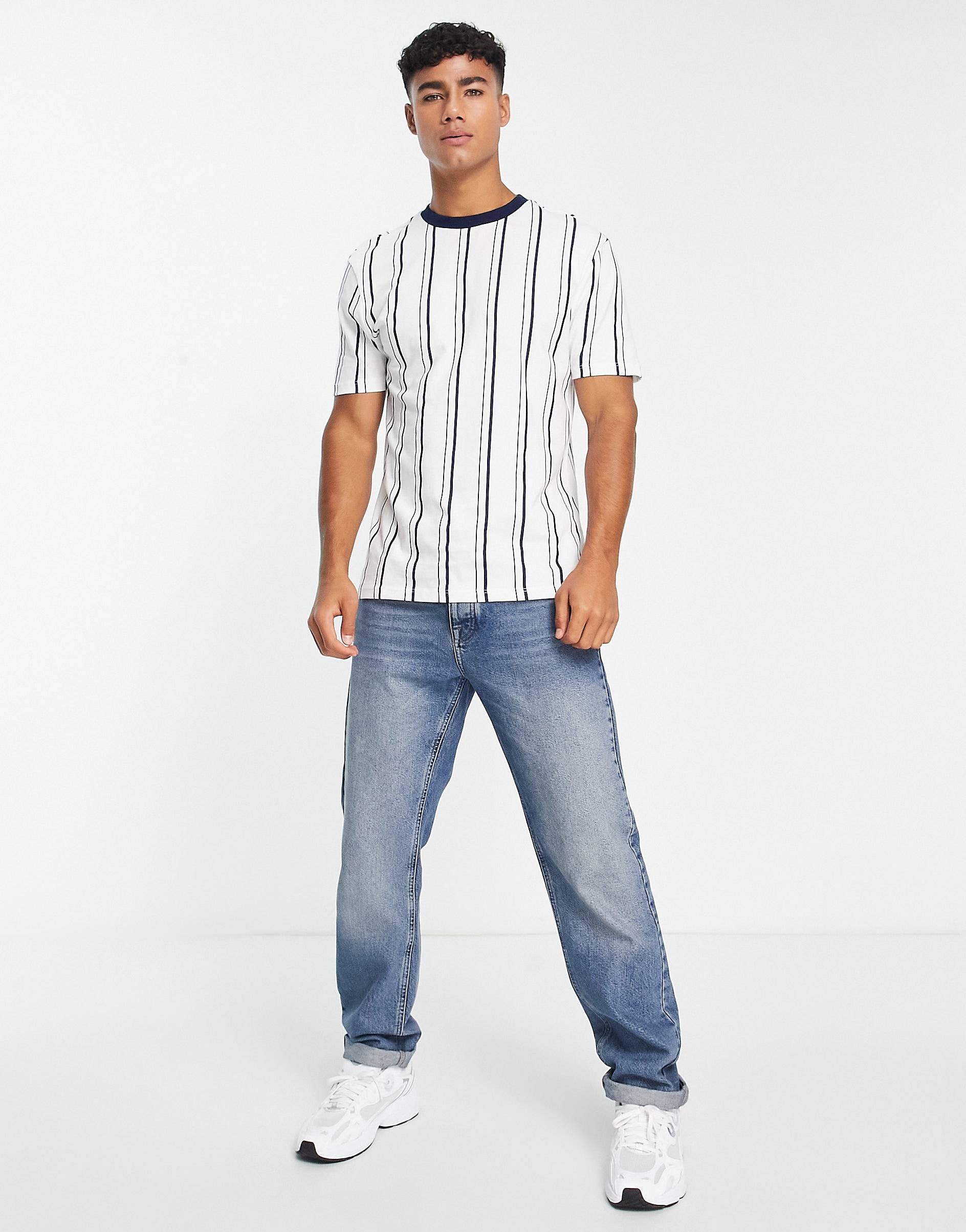 DARK BLUE STRIPTED T-SHIRT-MEN