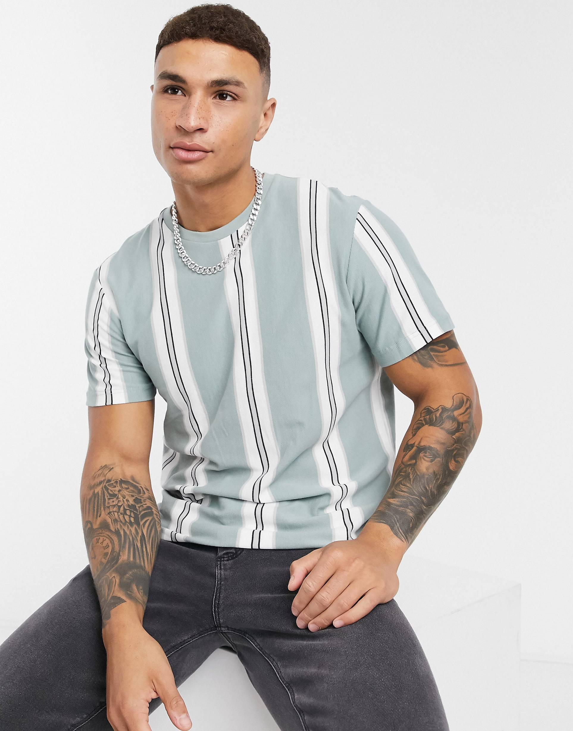 SKY BLUE STRIPED T-SHIRT - MEN