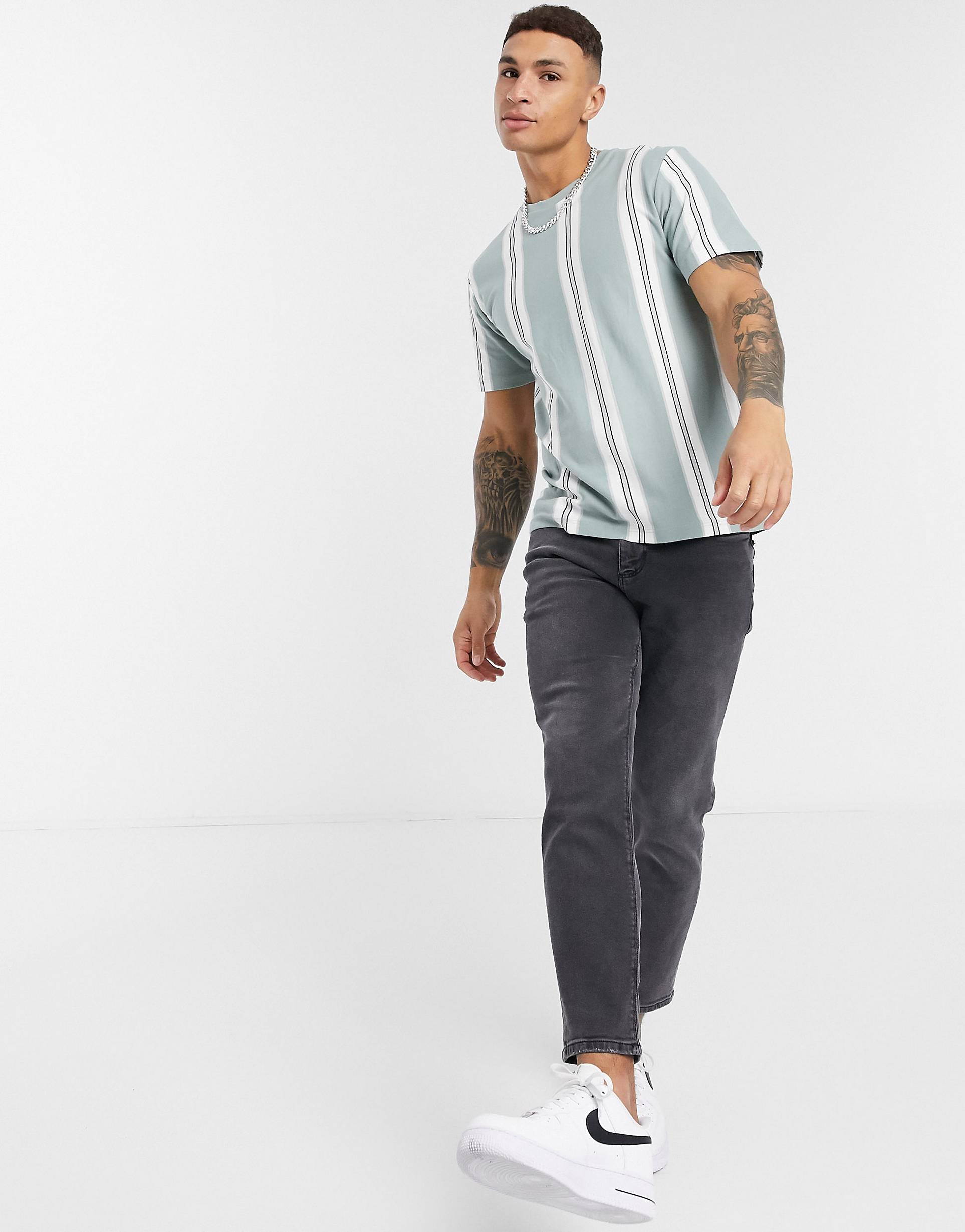 SKY BLUE STRIPED T-SHIRT - MEN