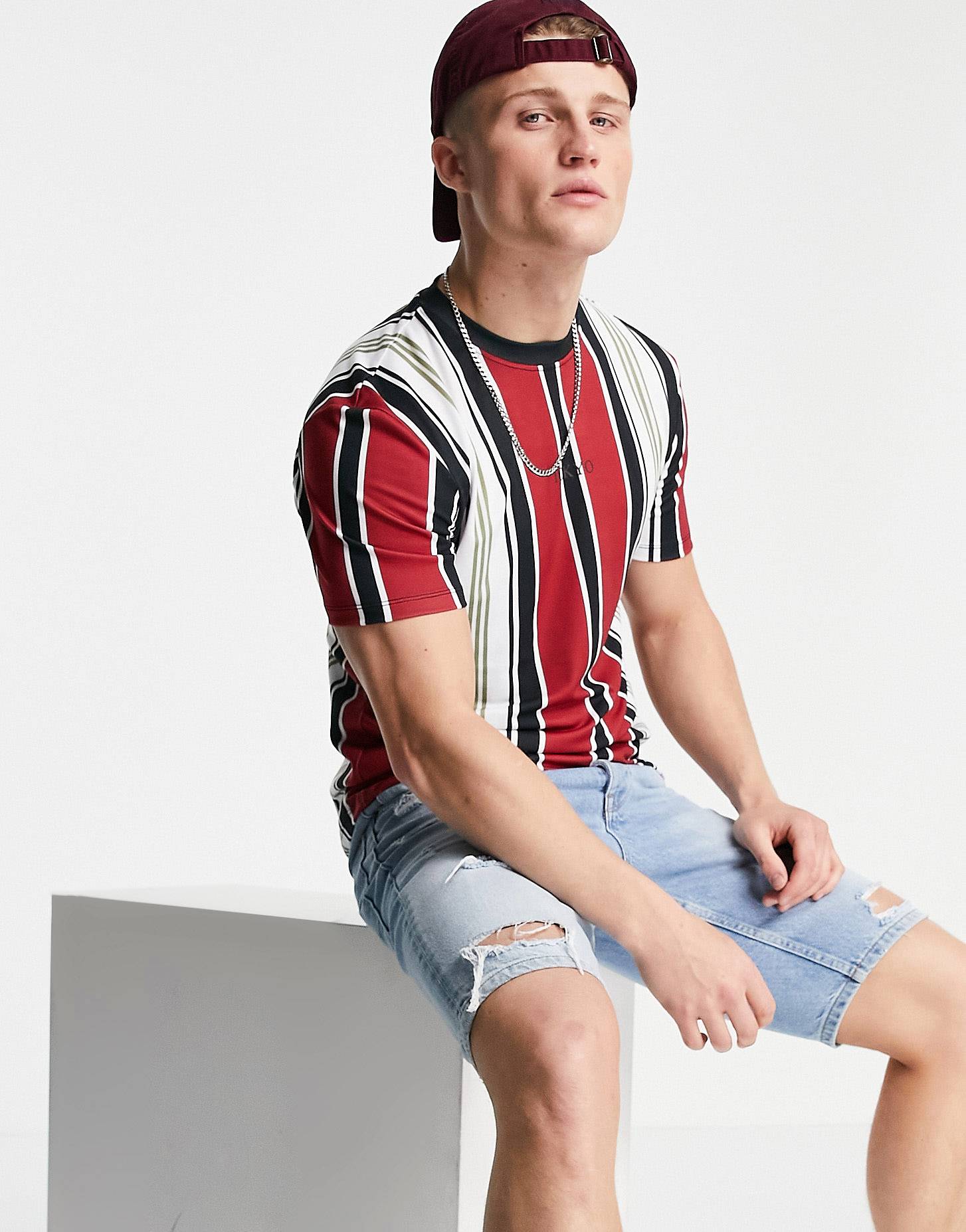 RED & BLACK STRIPED T-SHIRT - MEN