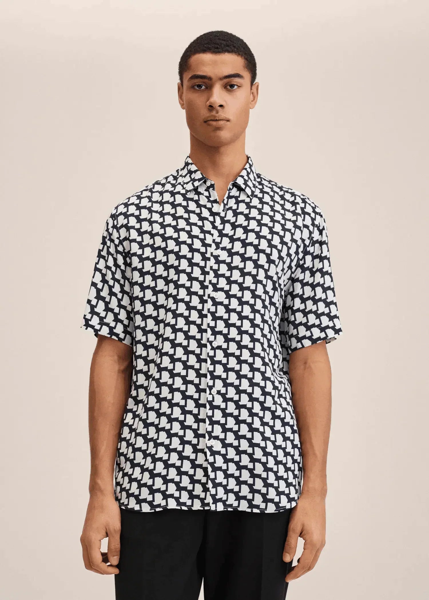 Printed Flowy Shirt Black For Men