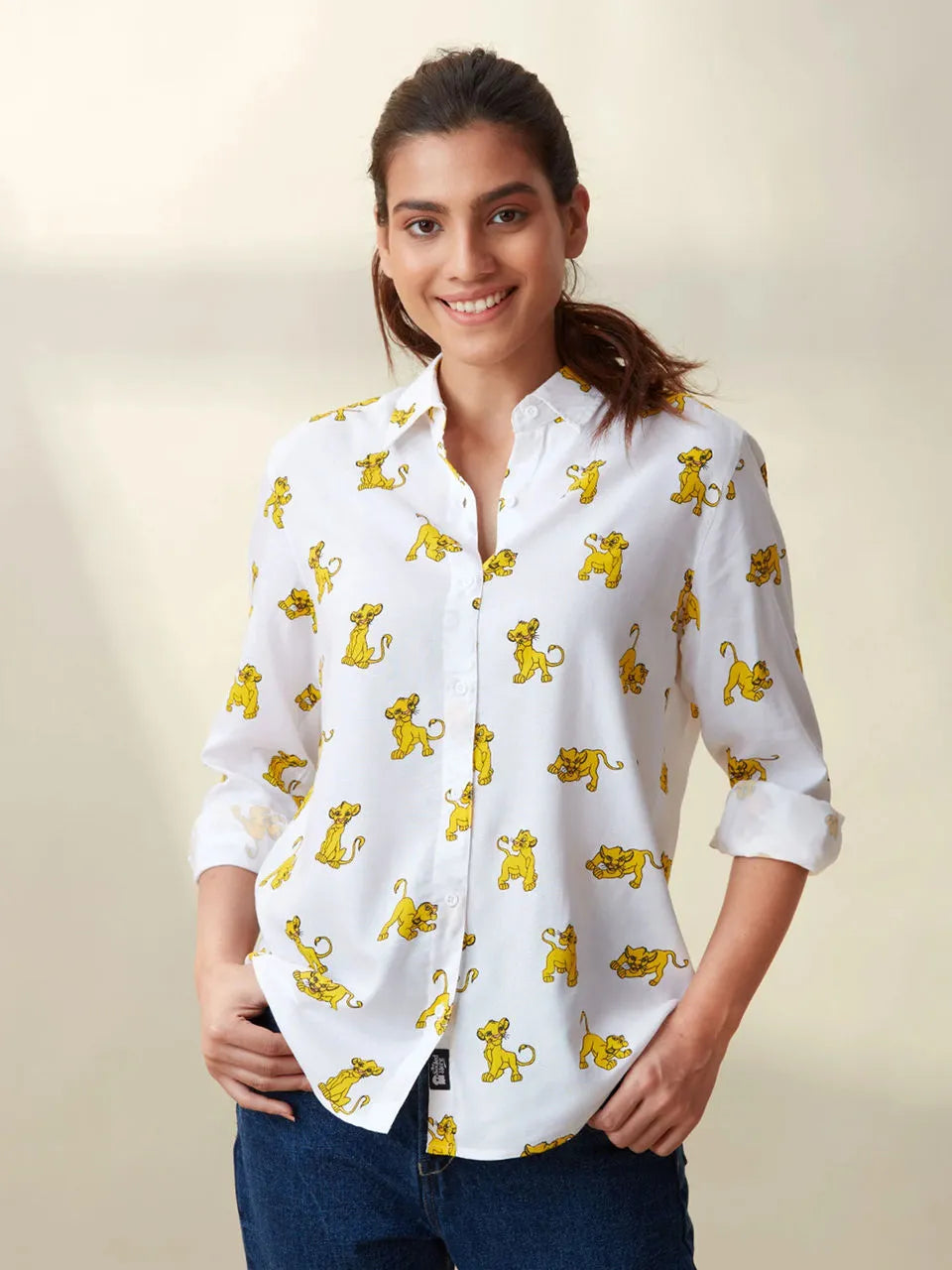 Lion Pattern Printed Women Shirt