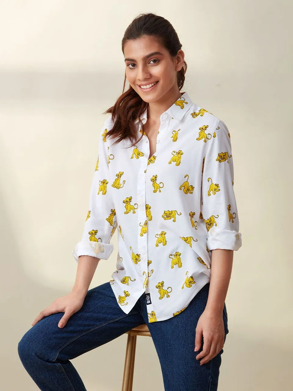 Lion Pattern Printed Women Shirt