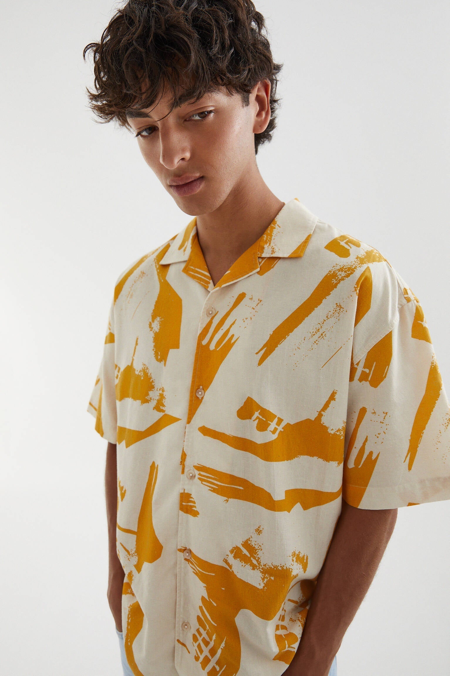 Classy Yellow Splash Printed Men Shirt