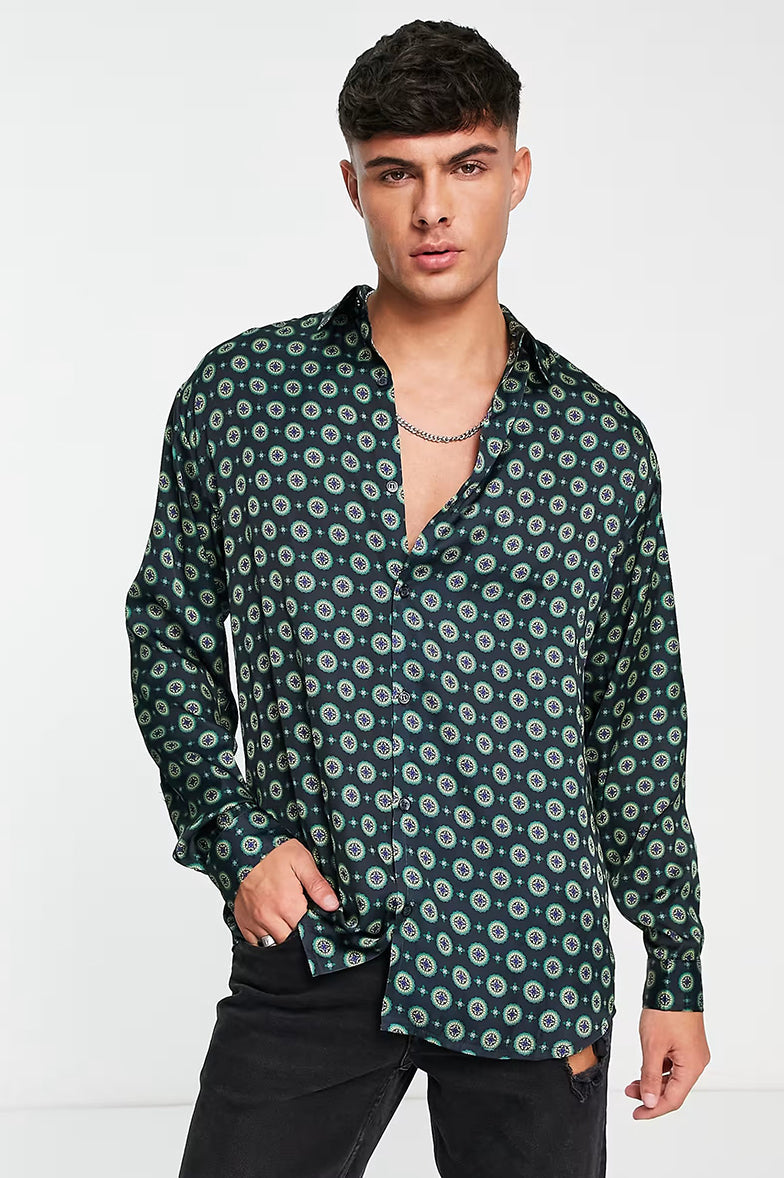 VINTAGE PATTERN PRINTED SHIRT - MEN