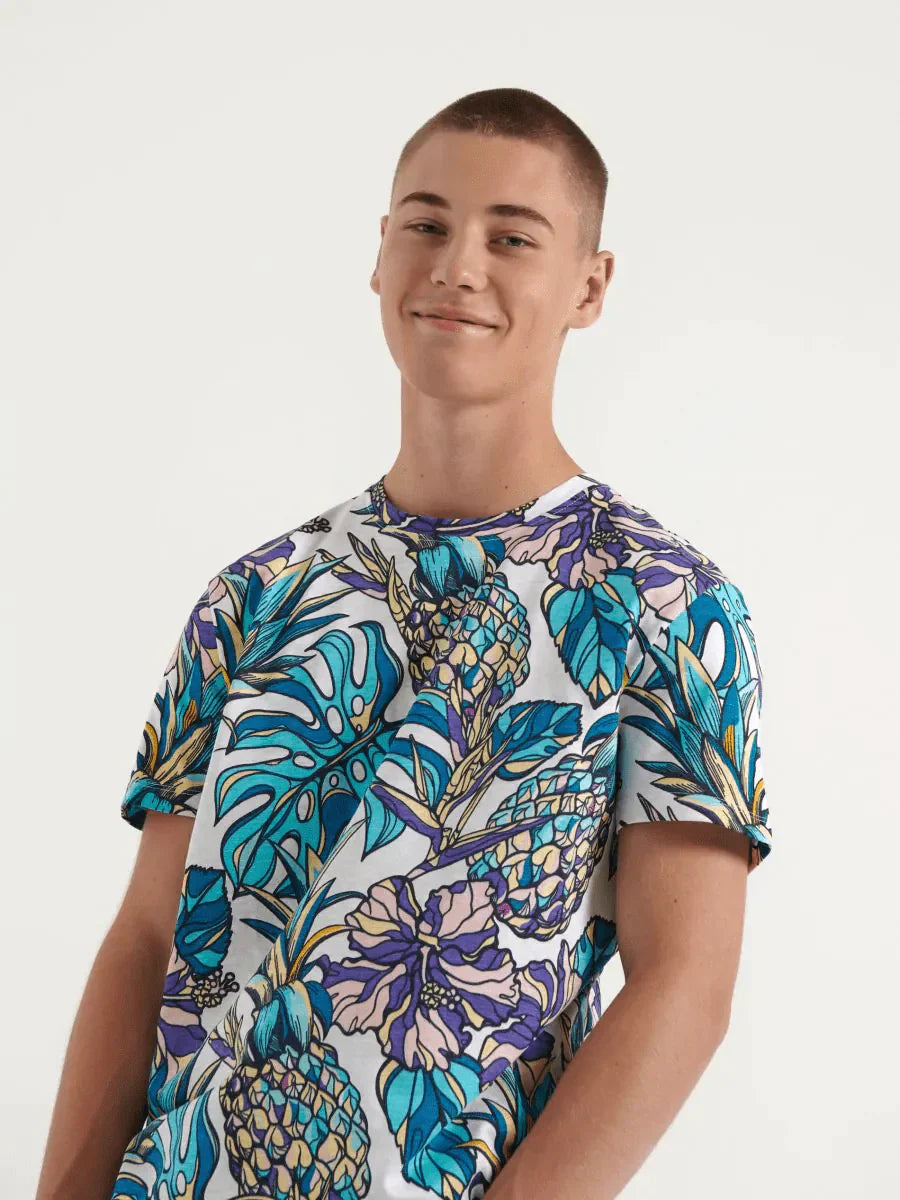 Classic Leaf Print T-shirt For Men