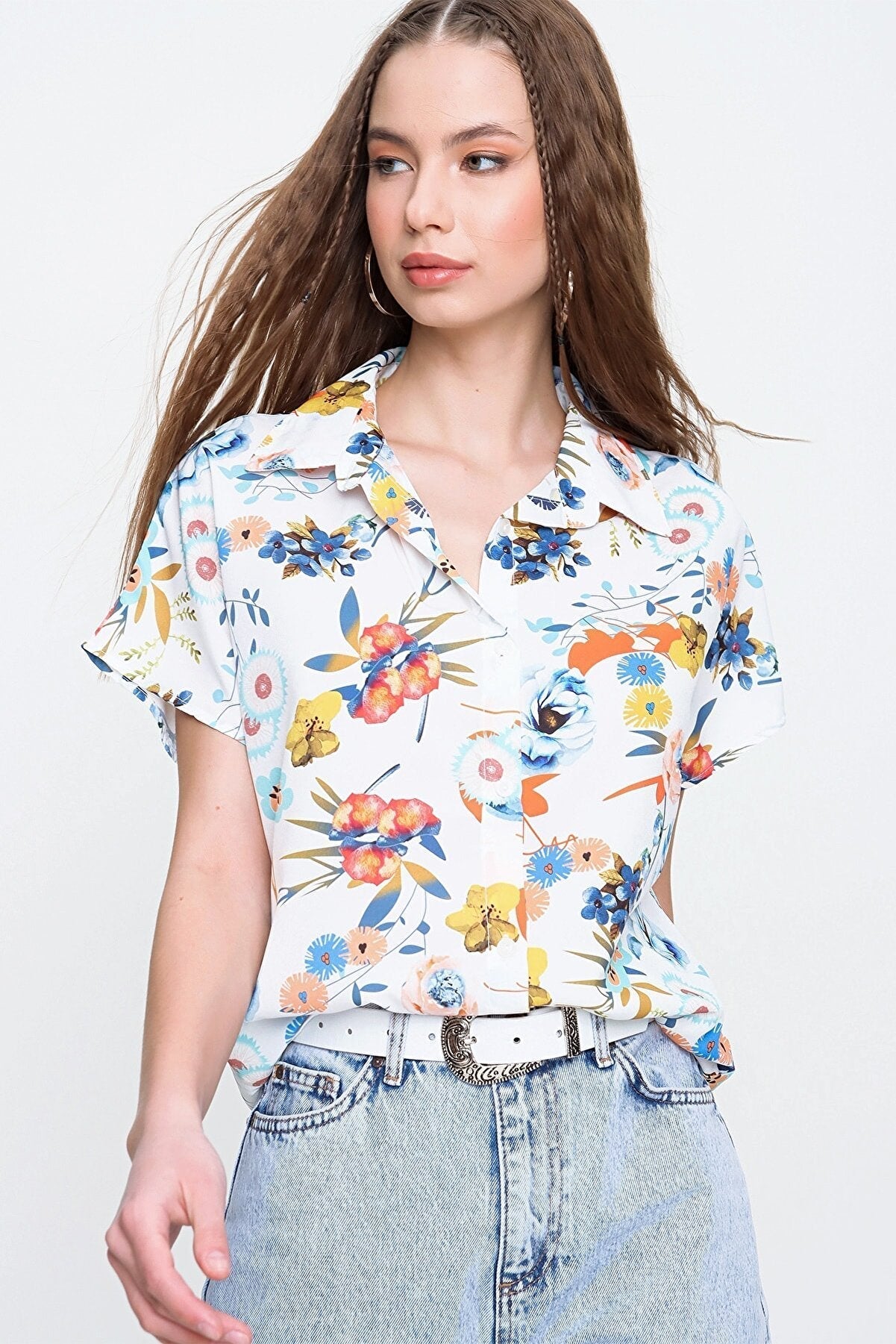 MULTI FOLRAL PRINTED SHIRT -WOMEN