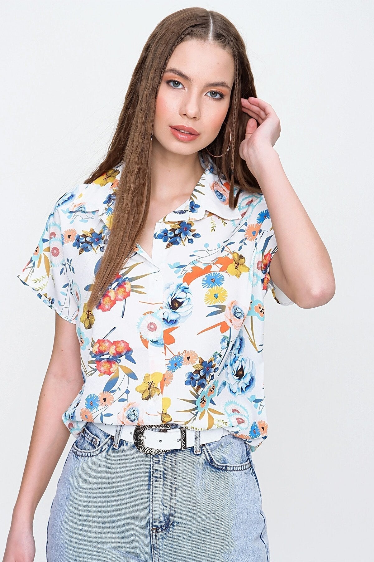 MULTI FOLRAL PRINTED SHIRT -WOMEN