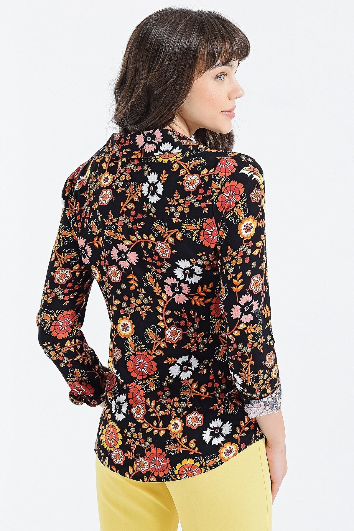 BLACK MULTICOLOR EXOTIC FLOWER SHIRT - WOMEN