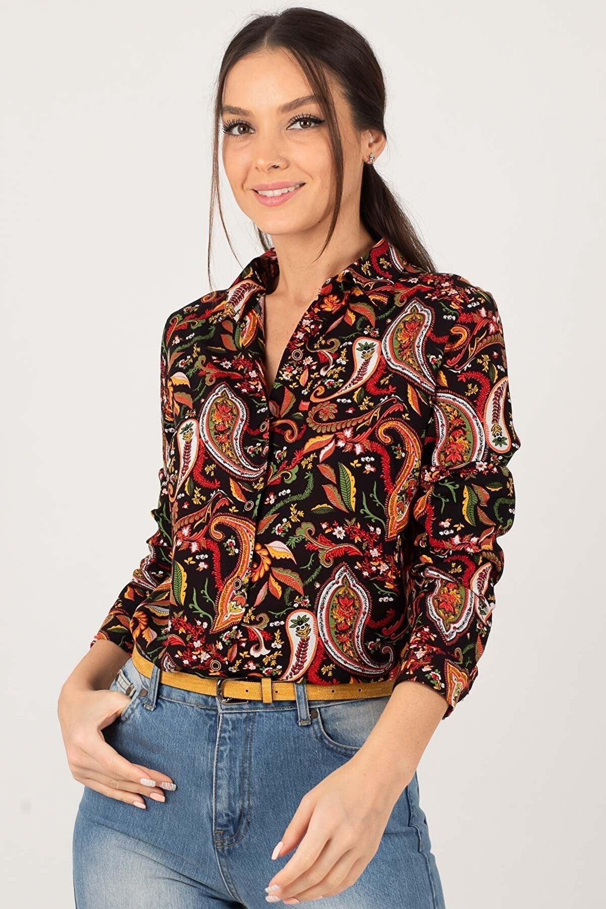 VINTAGE PAISLEY PRINTED SHIRT -WOMEN