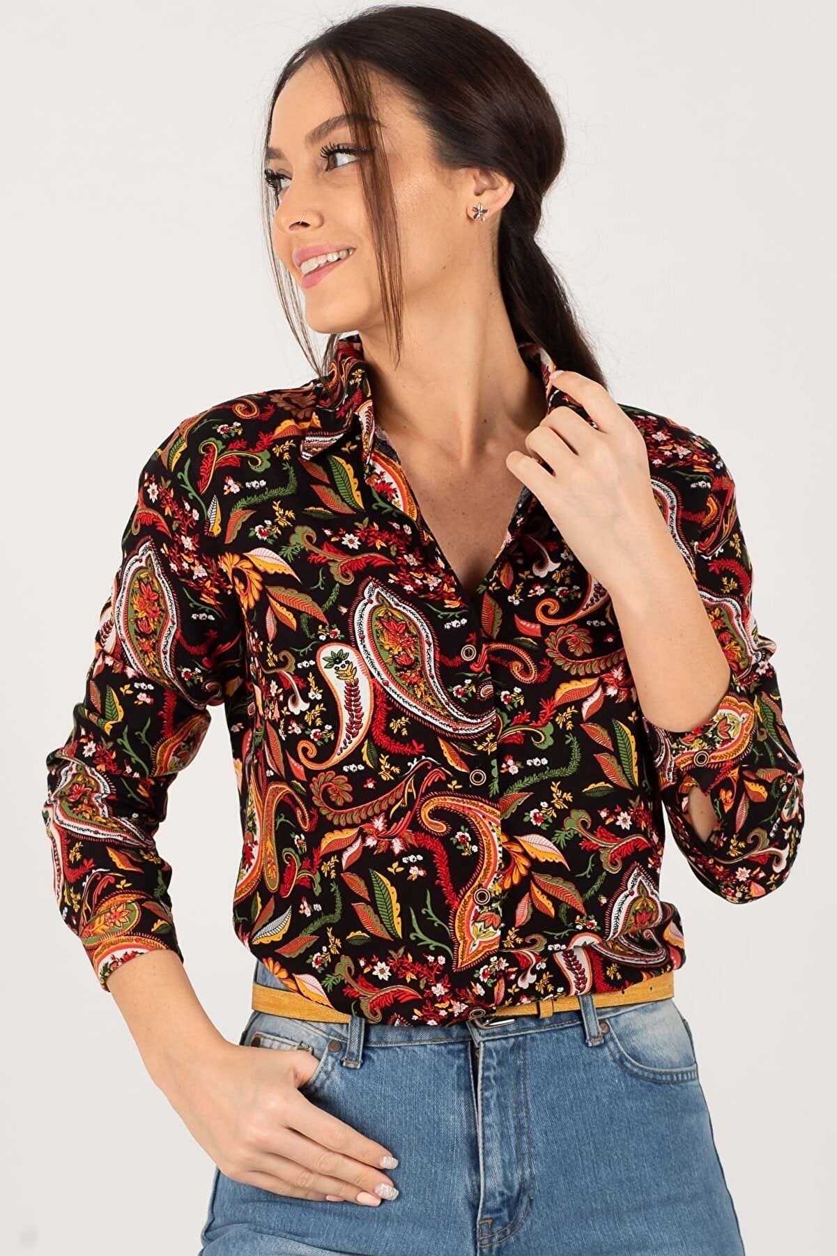 VINTAGE PAISLEY PRINTED SHIRT -WOMEN