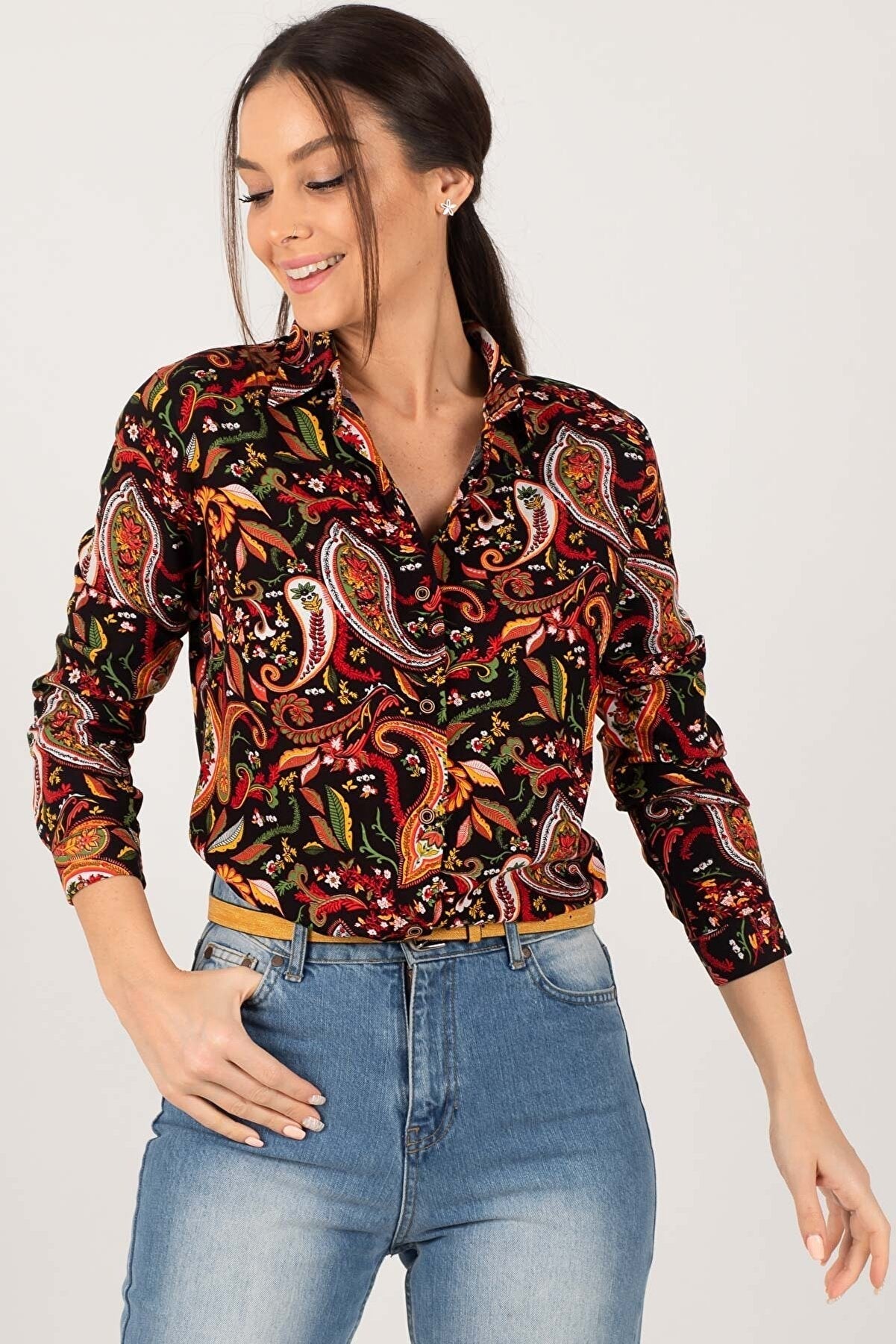 VINTAGE PAISLEY PRINTED SHIRT -WOMEN