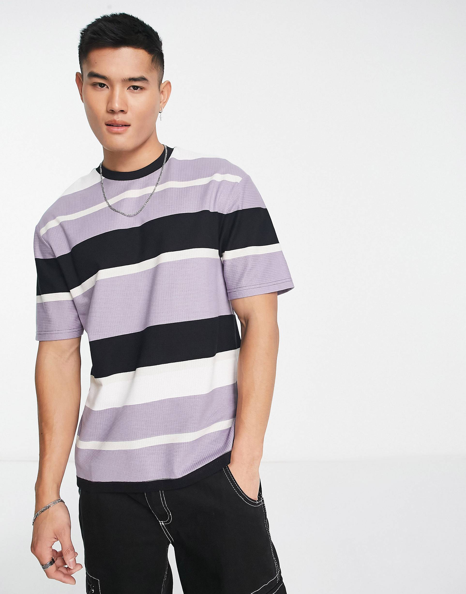 PRUPLE & BLACK STRIPTED T-SHIRT -MEN