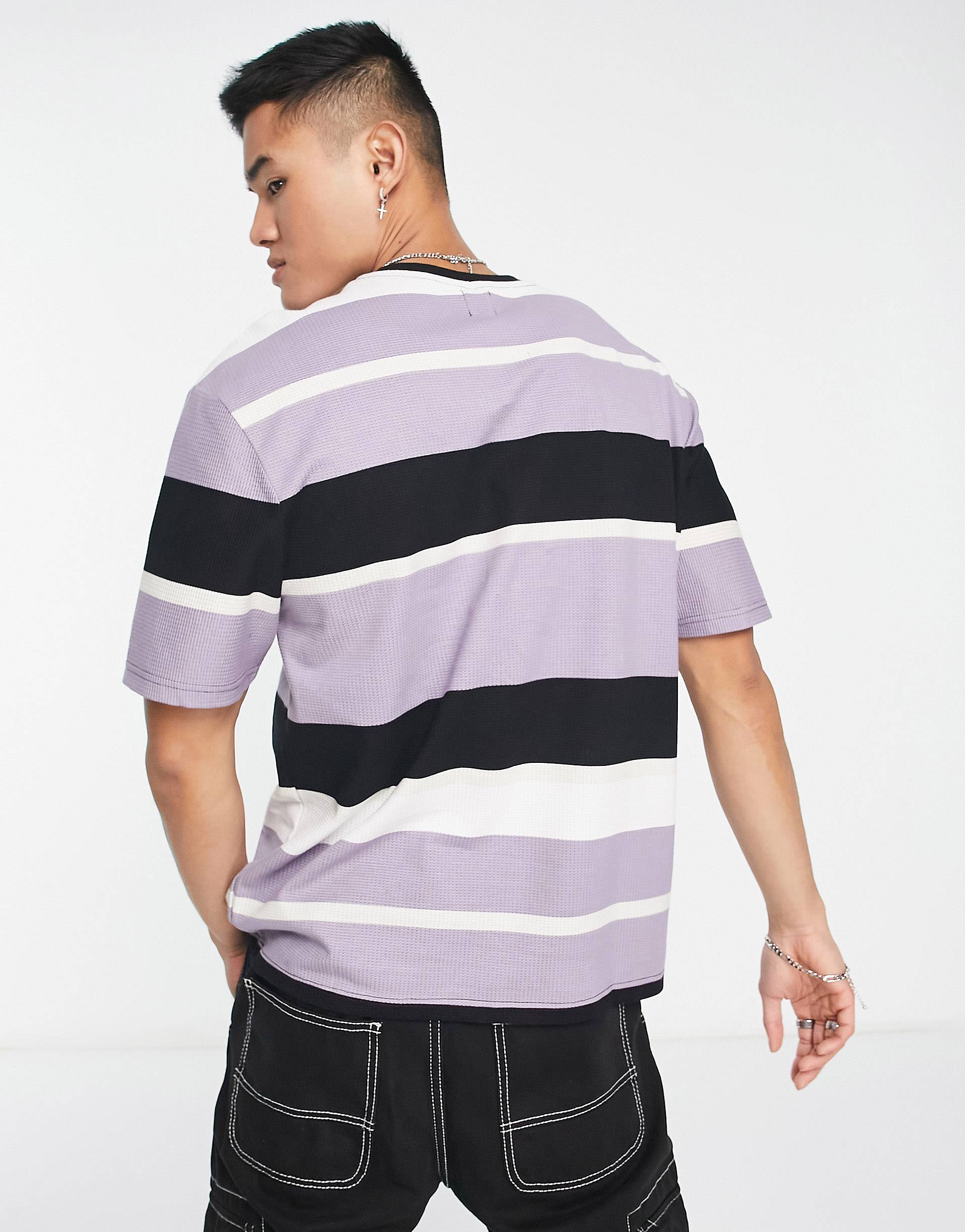 PRUPLE & BLACK STRIPTED T-SHIRT -MEN