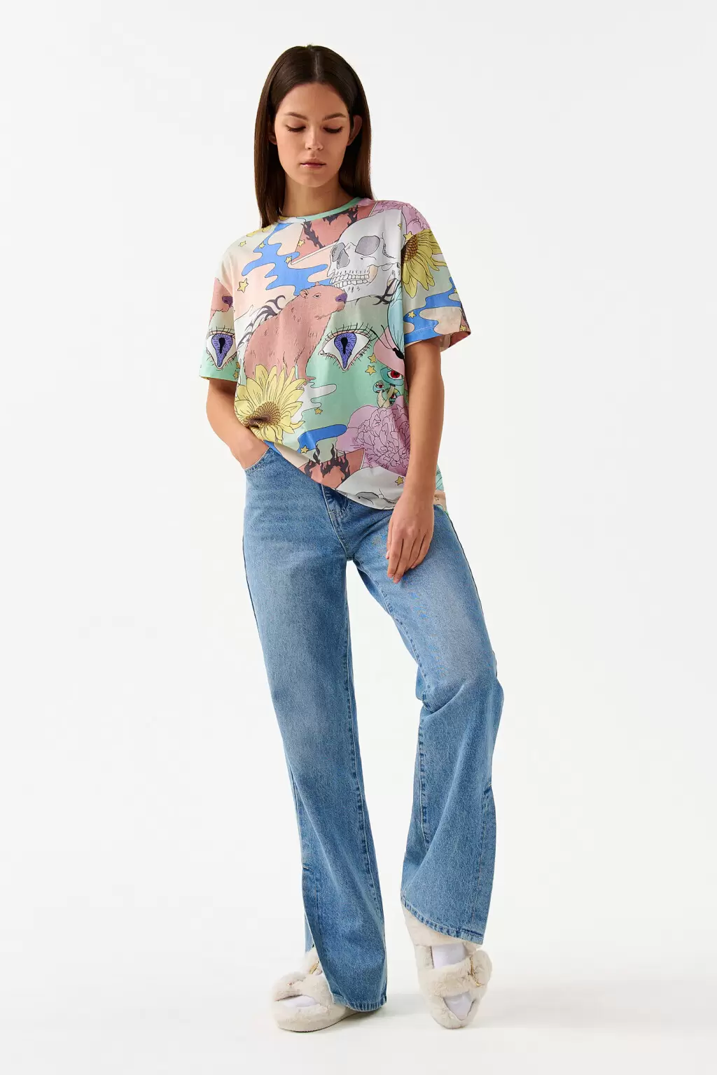 JUNGLE ANIMAL PRINTED T-SHIRT -WOMEN