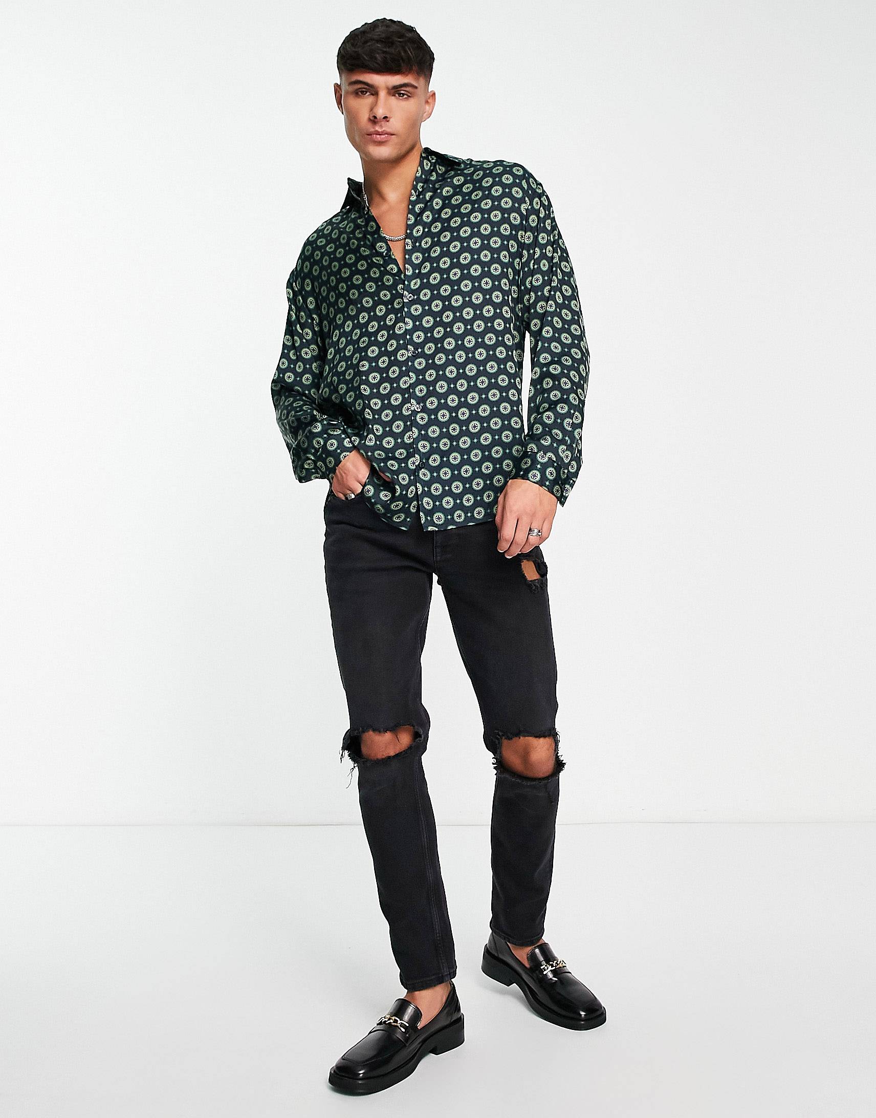 VINTAGE PATTERN PRINTED SHIRT - MEN