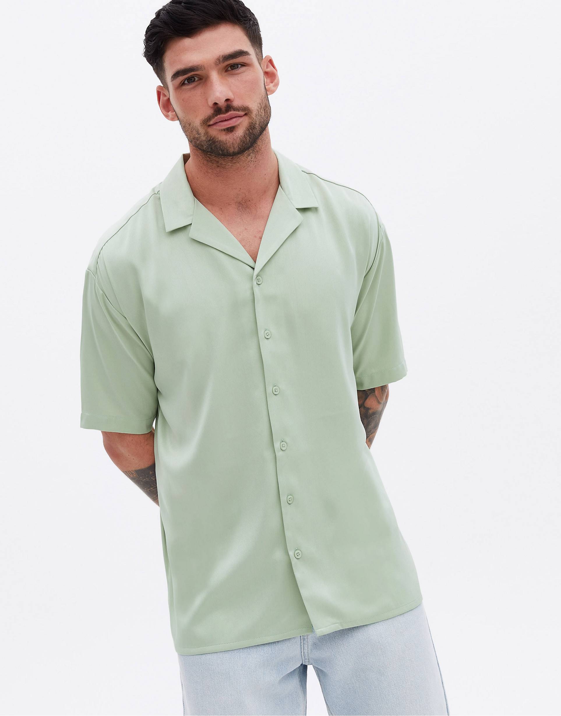 LIGHT GREEN PLAIN SHIRT - MEN