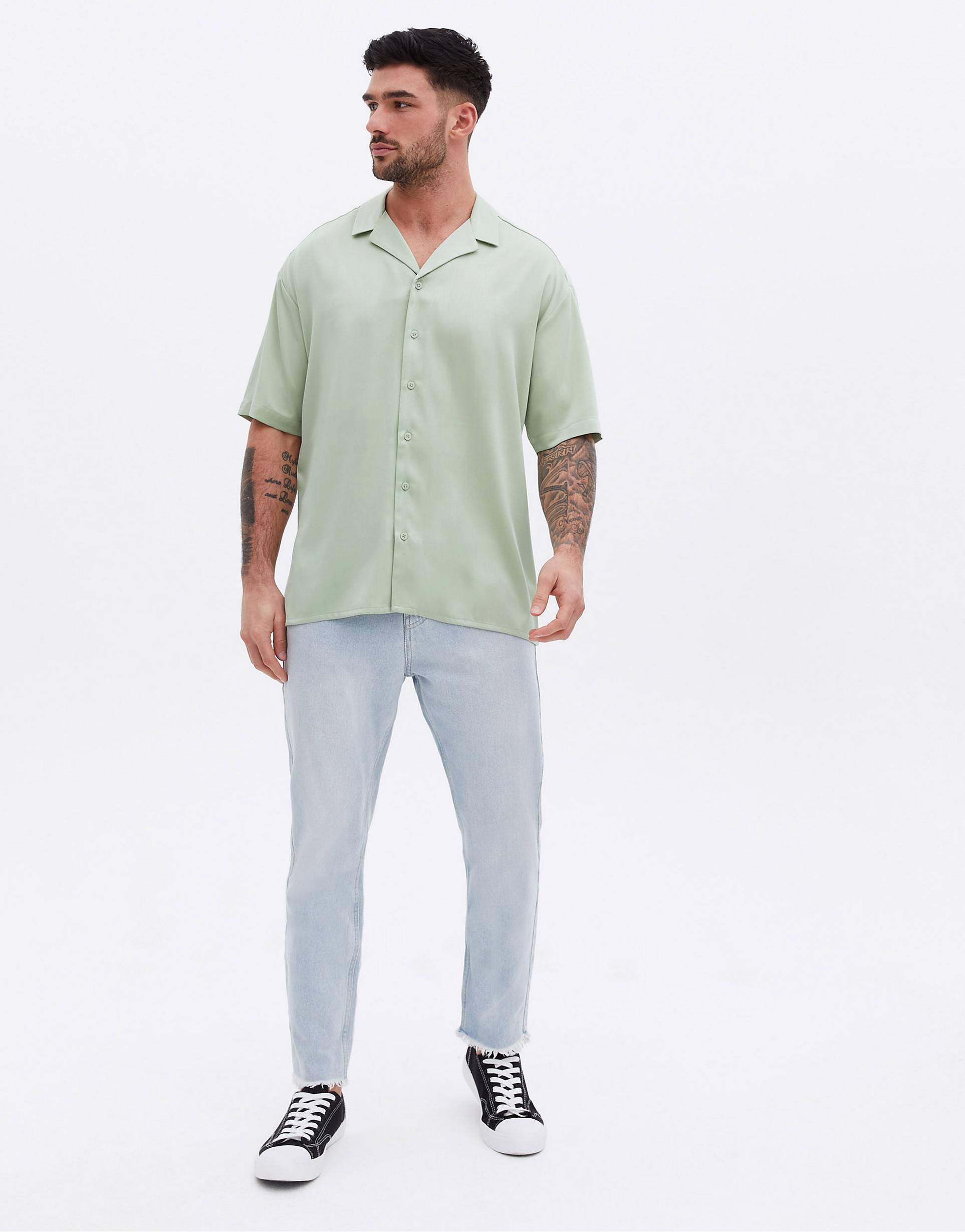 LIGHT GREEN PLAIN SHIRT - MEN