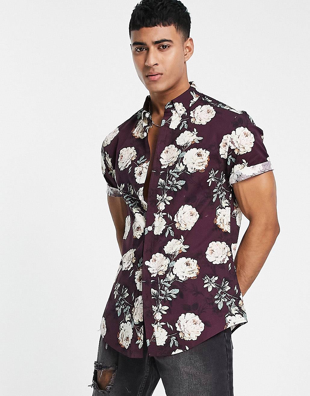 WHITE DAISY FLORAL PRINT SHIRT - MEN