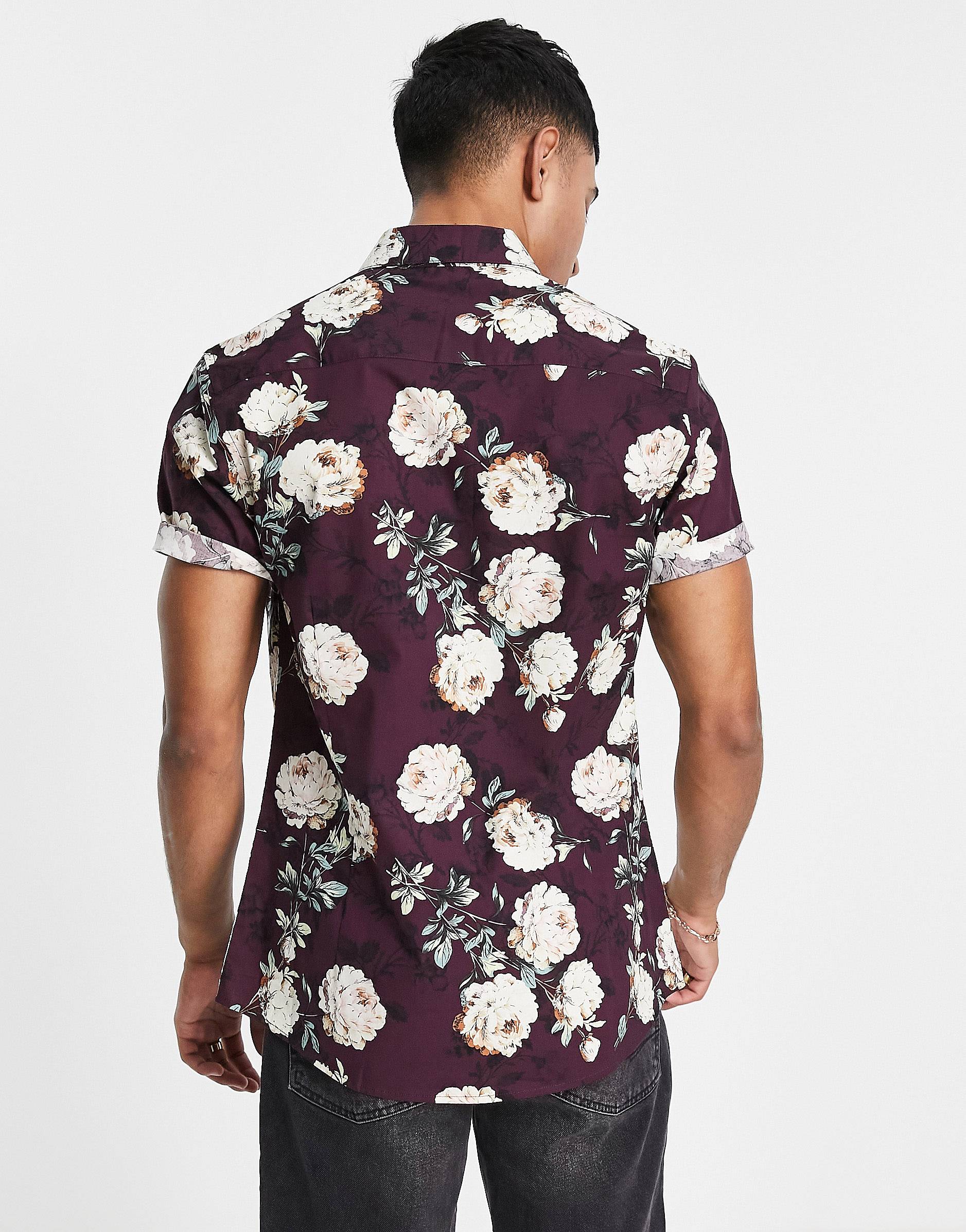 WHITE DAISY FLORAL PRINT SHIRT - MEN