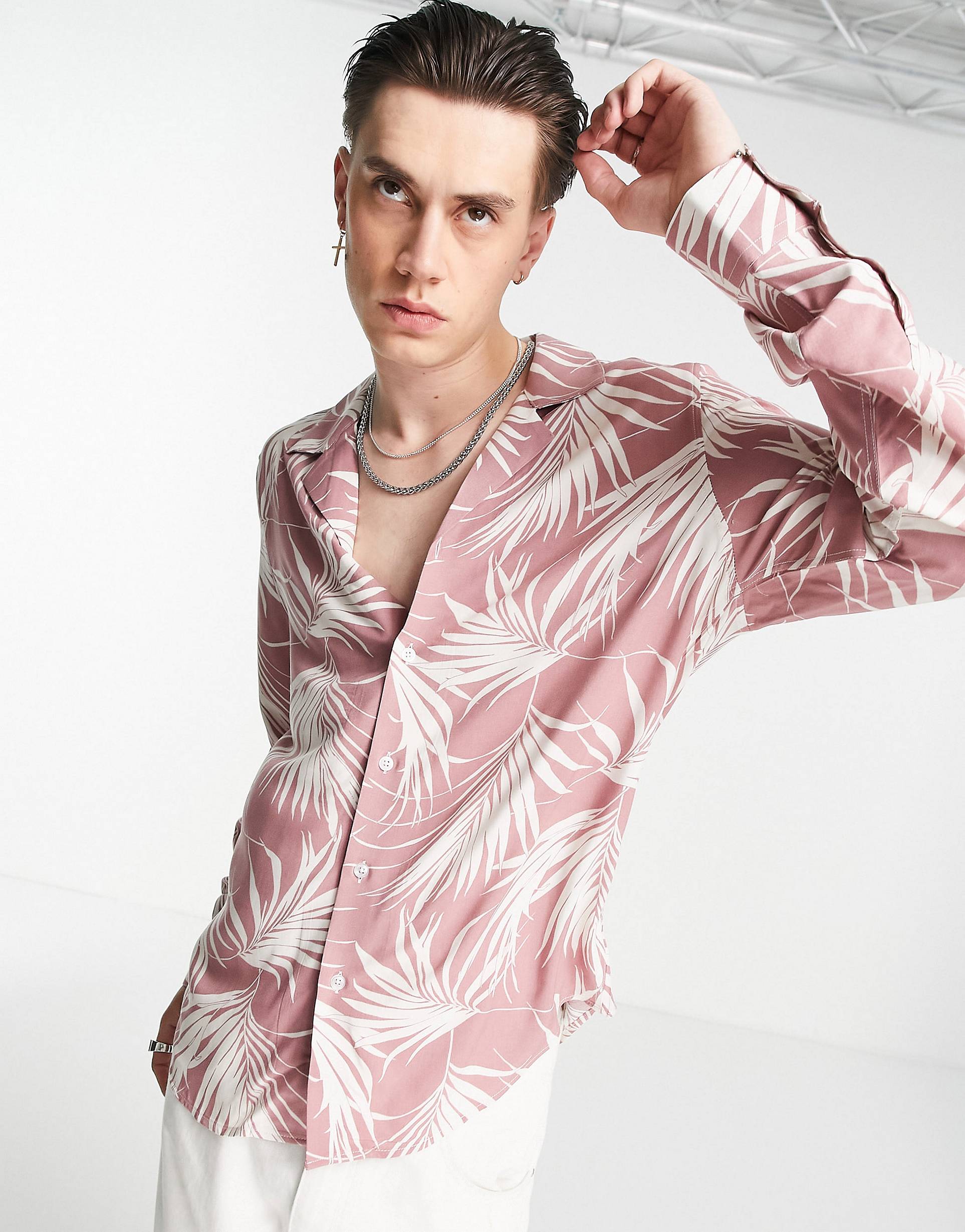 MEN PALM LEAVES PRINTED SHIRT-MEN