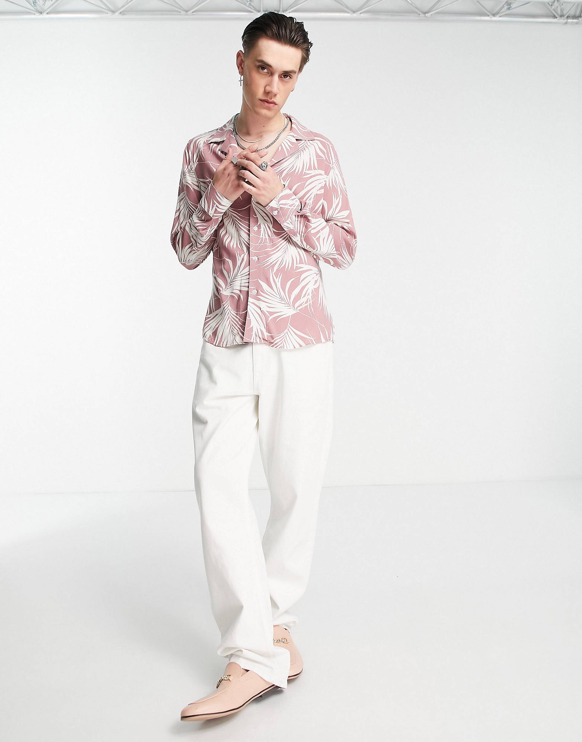 MEN PALM LEAVES PRINTED SHIRT-MEN