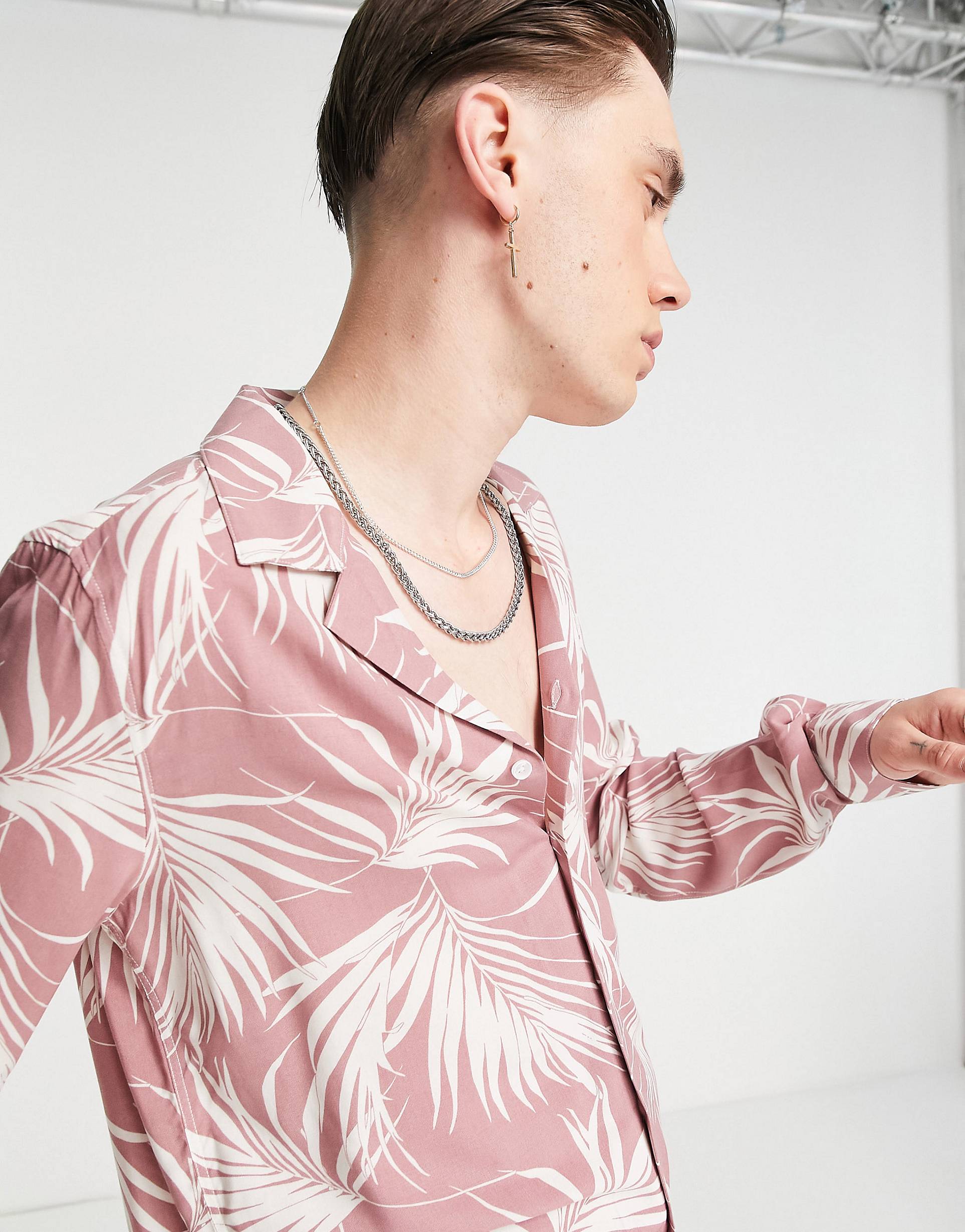 MEN PALM LEAVES PRINTED SHIRT-MEN