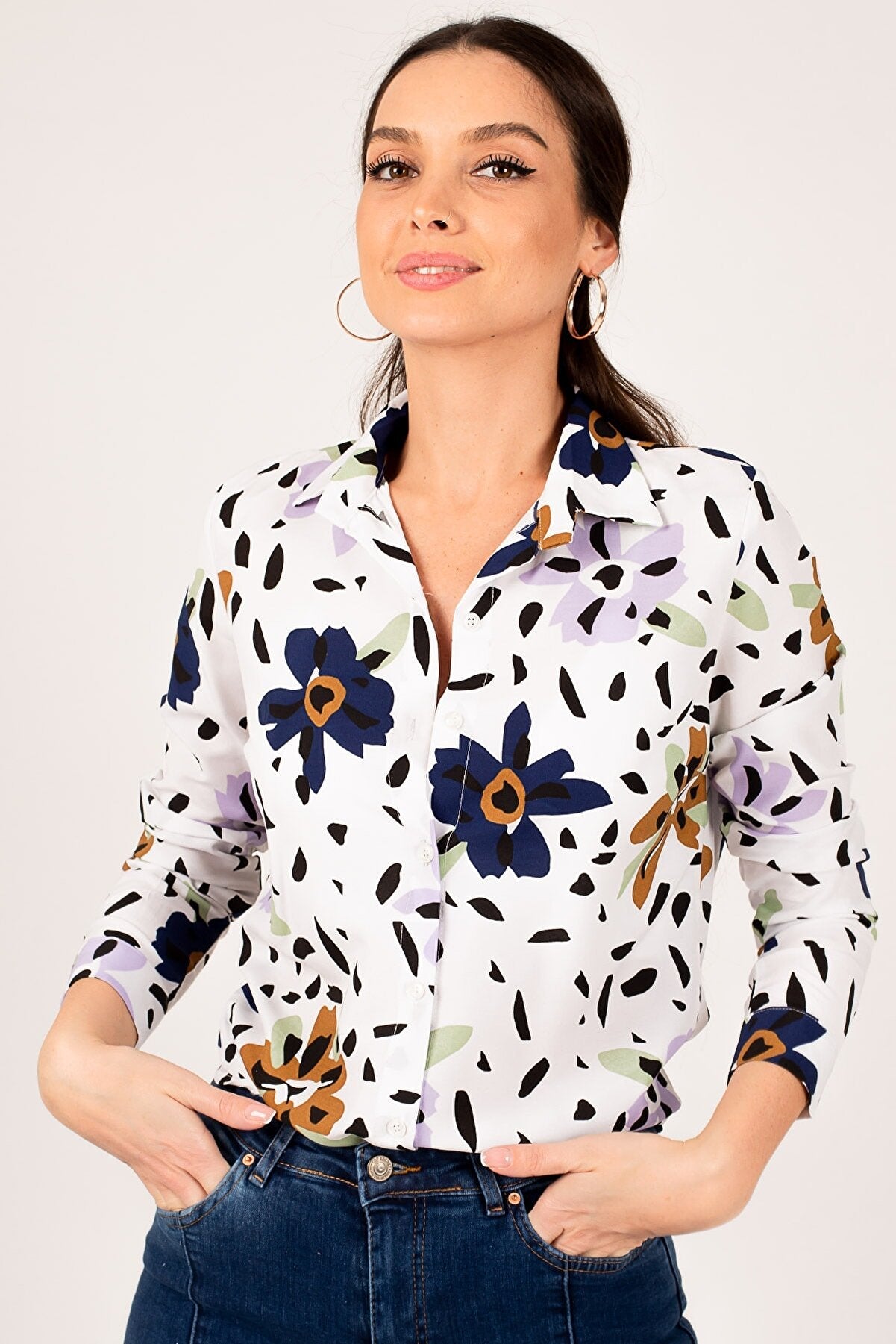 MULTI COLOR FLOWER SHIRT-WOMEN