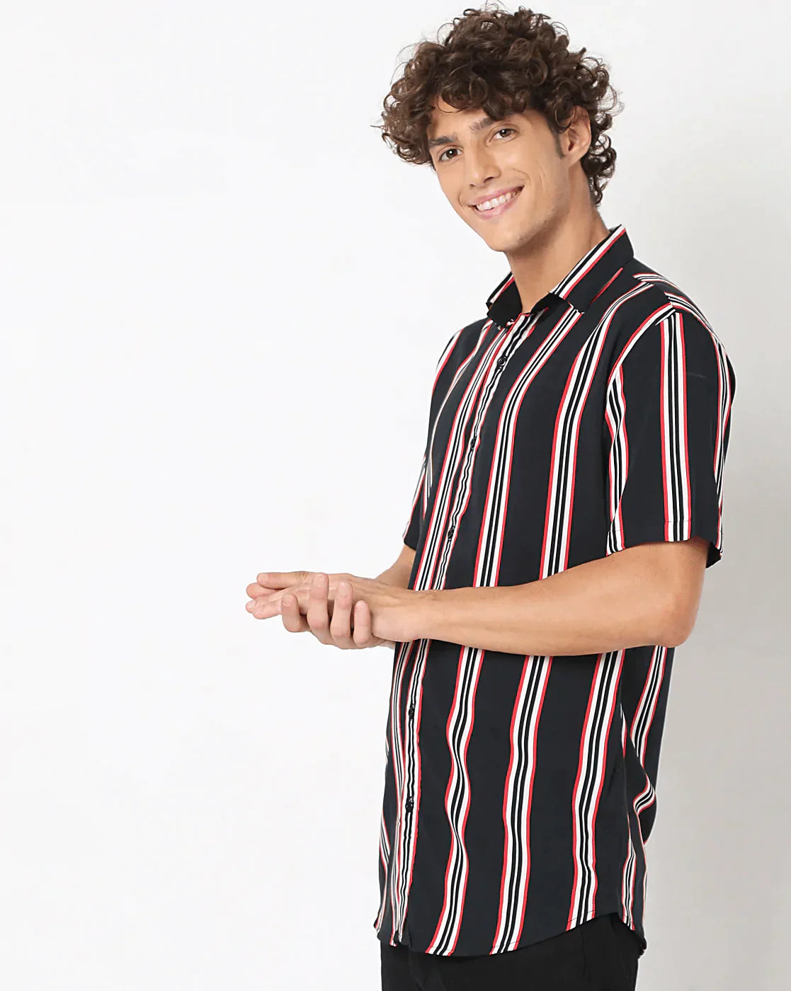 Black striped Pattern Printed Shirt