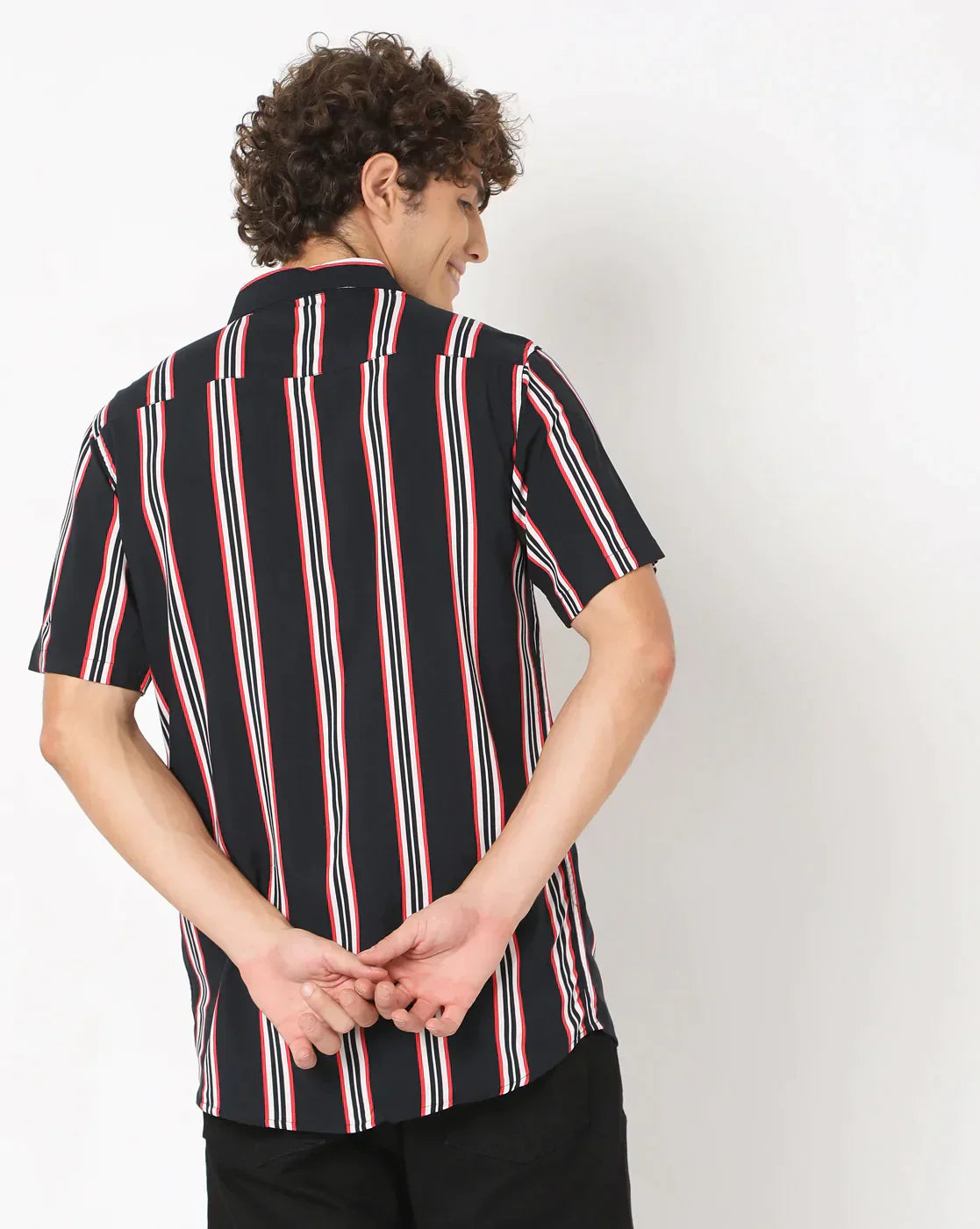 Black striped Pattern Printed Shirt