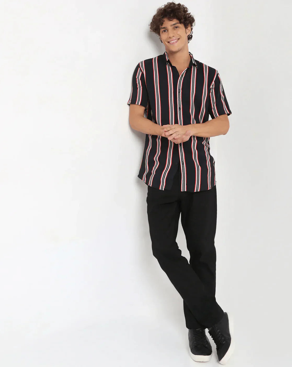 Black striped Pattern Printed Shirt