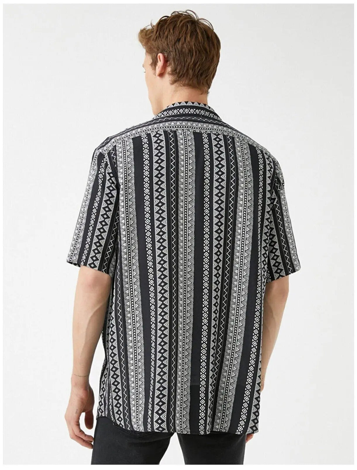 Vertical Tribal Printed Black Shirt+