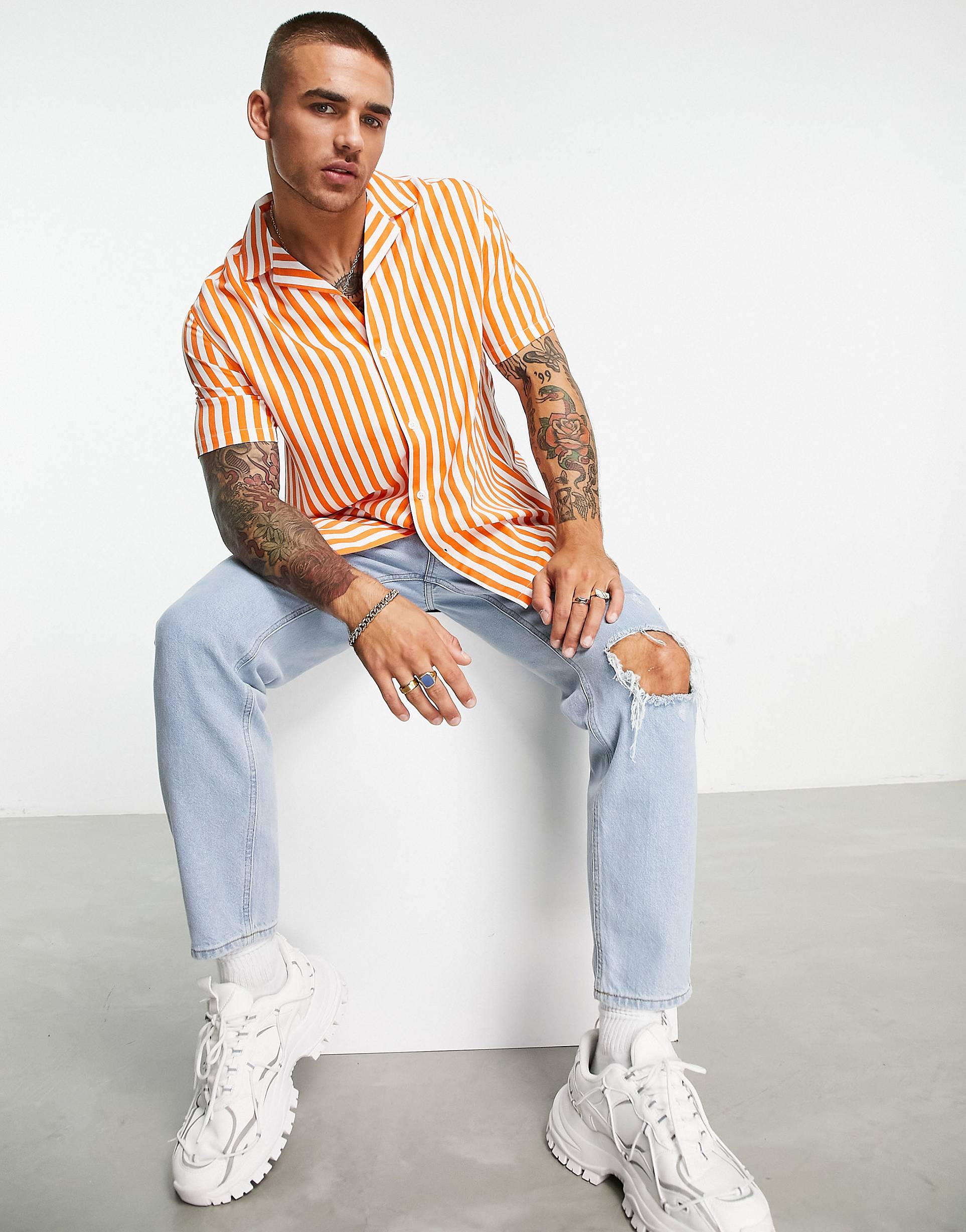 ORANGE STRIPED SHIRT - MEN