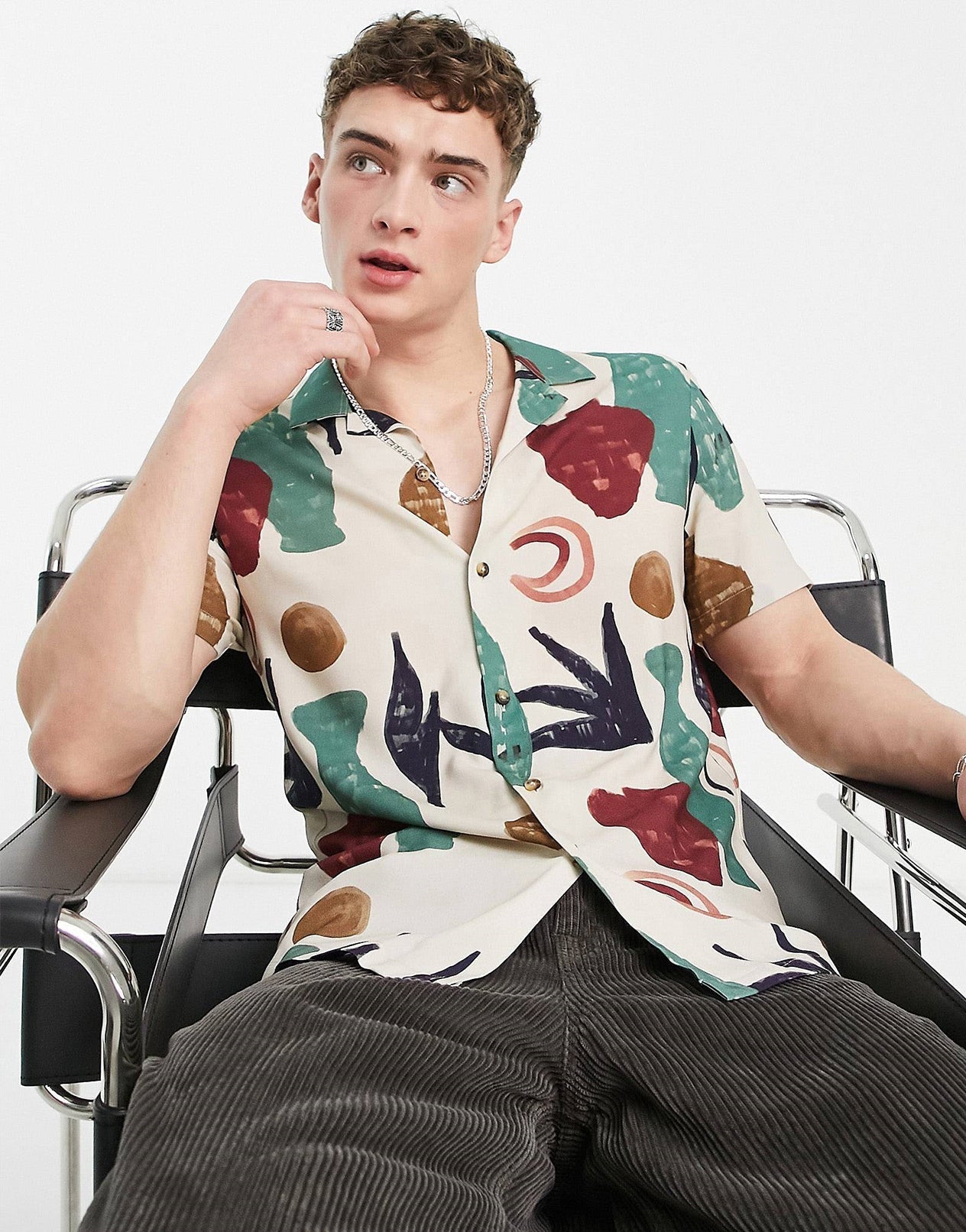 SKETCHY ABSTRACT PRINT SHIRT - MEN